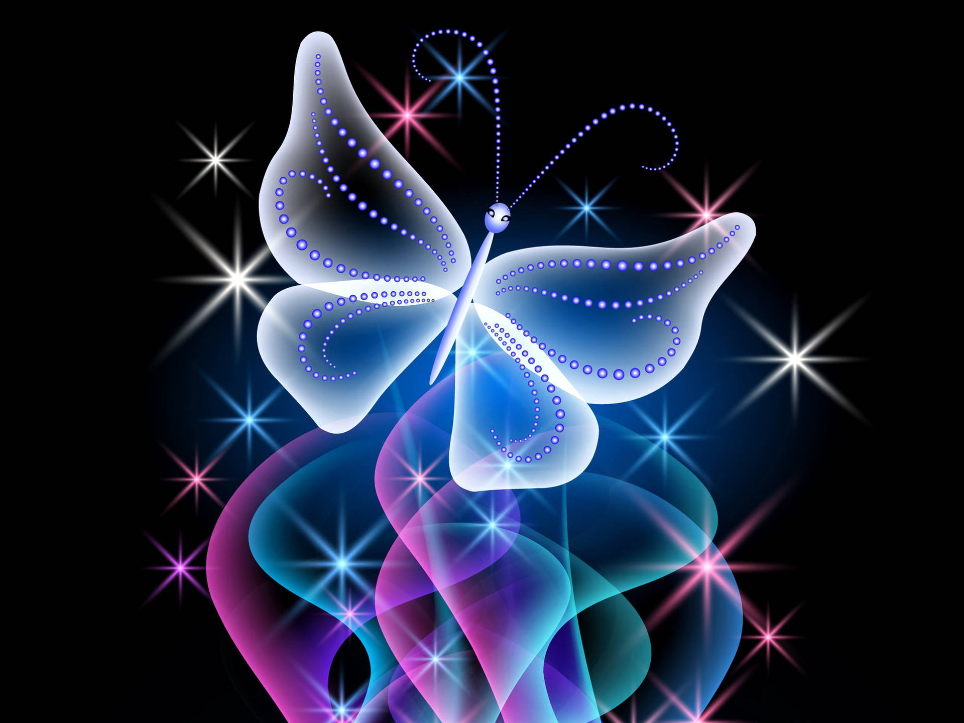 Pink And Blue Sparkle Butterfly