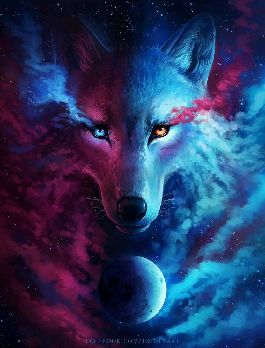 Pink And Blue Super Cool Wolf Background