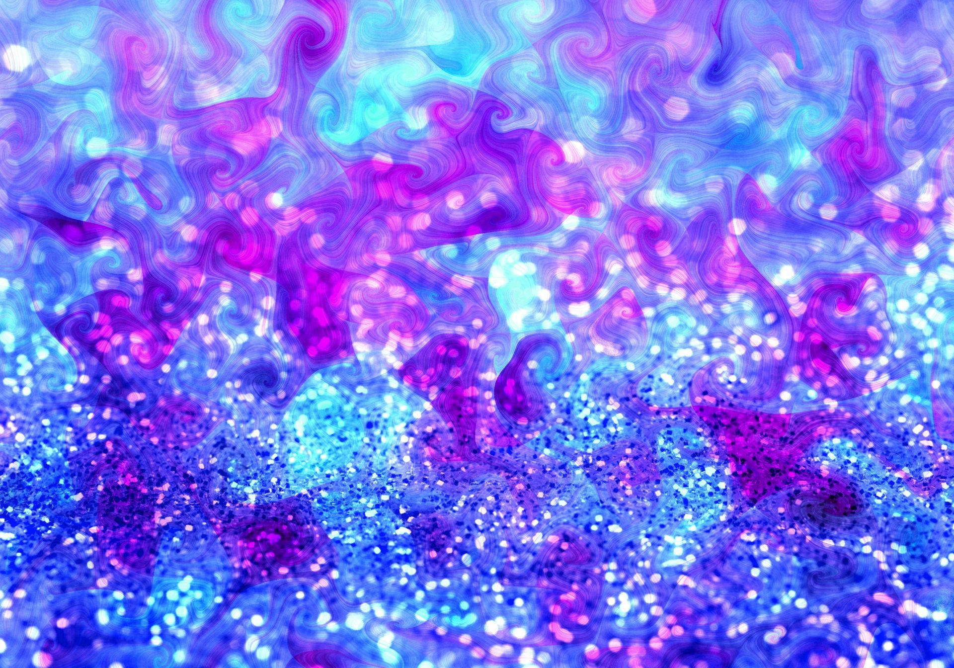 Pink And Blue Swirling Glitters Background