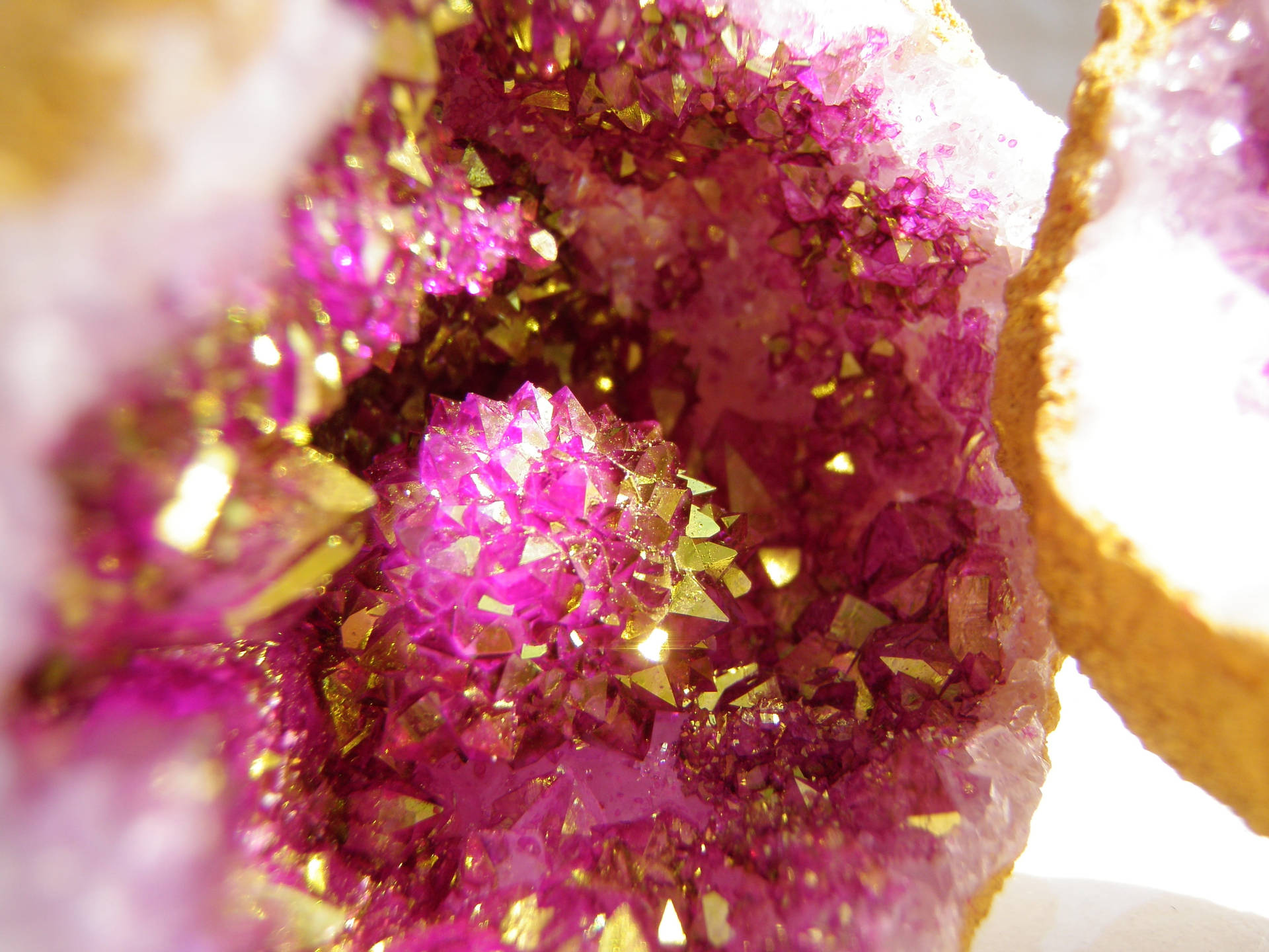 Pink And Gold Amethyst Background