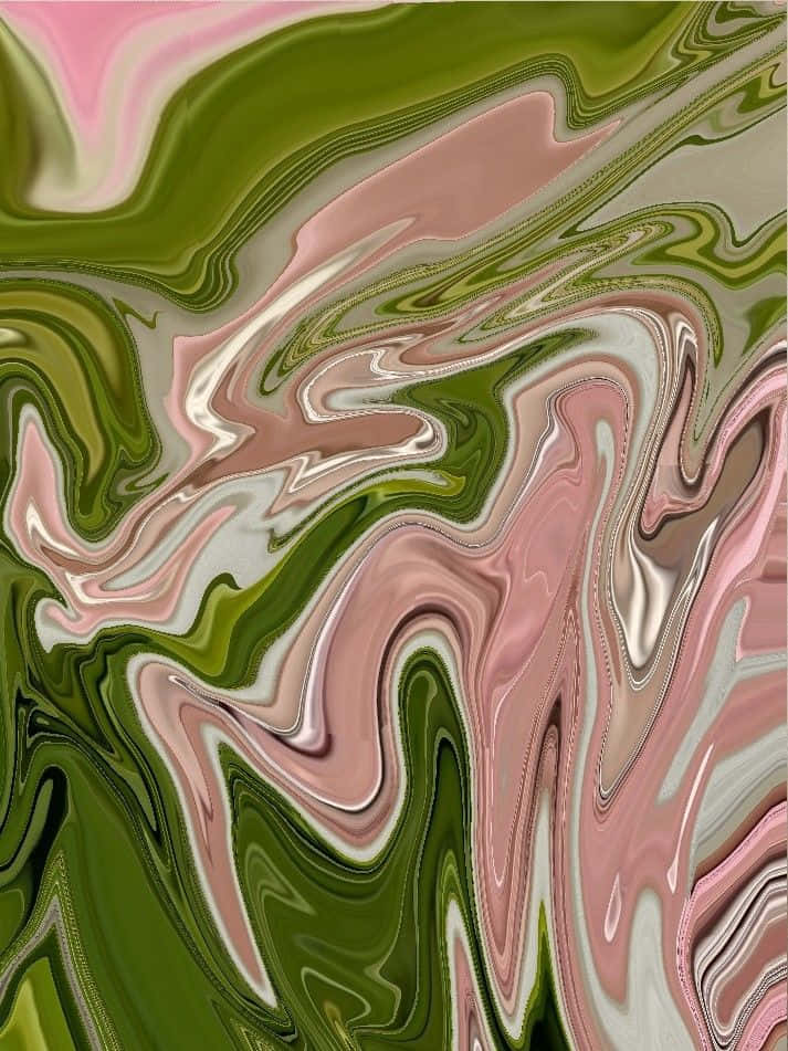 Pink And Green Aesthetic Marble Design Background