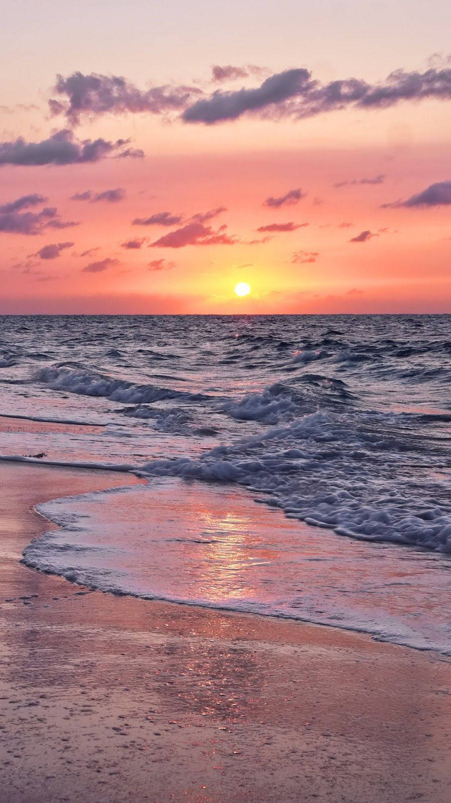 Pink And Orange Sunset Ocean