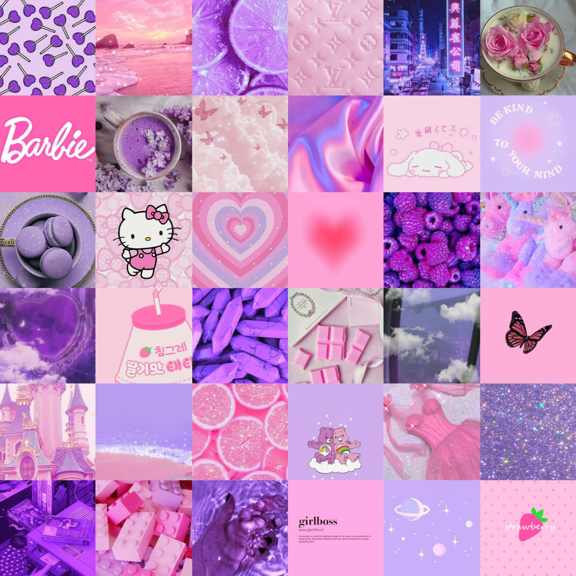 Pink And Purple Collage Background