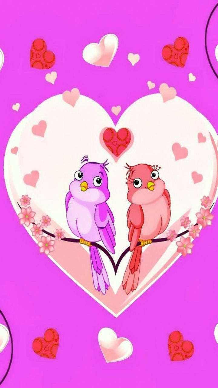 Pink And Purple Love Bnirds Background