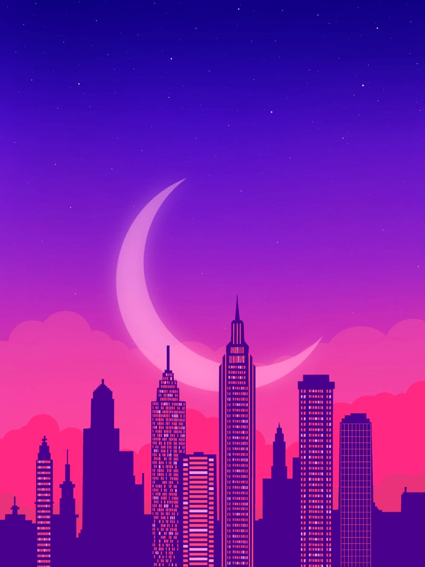Pink And Purple Synthwave City Art Background
