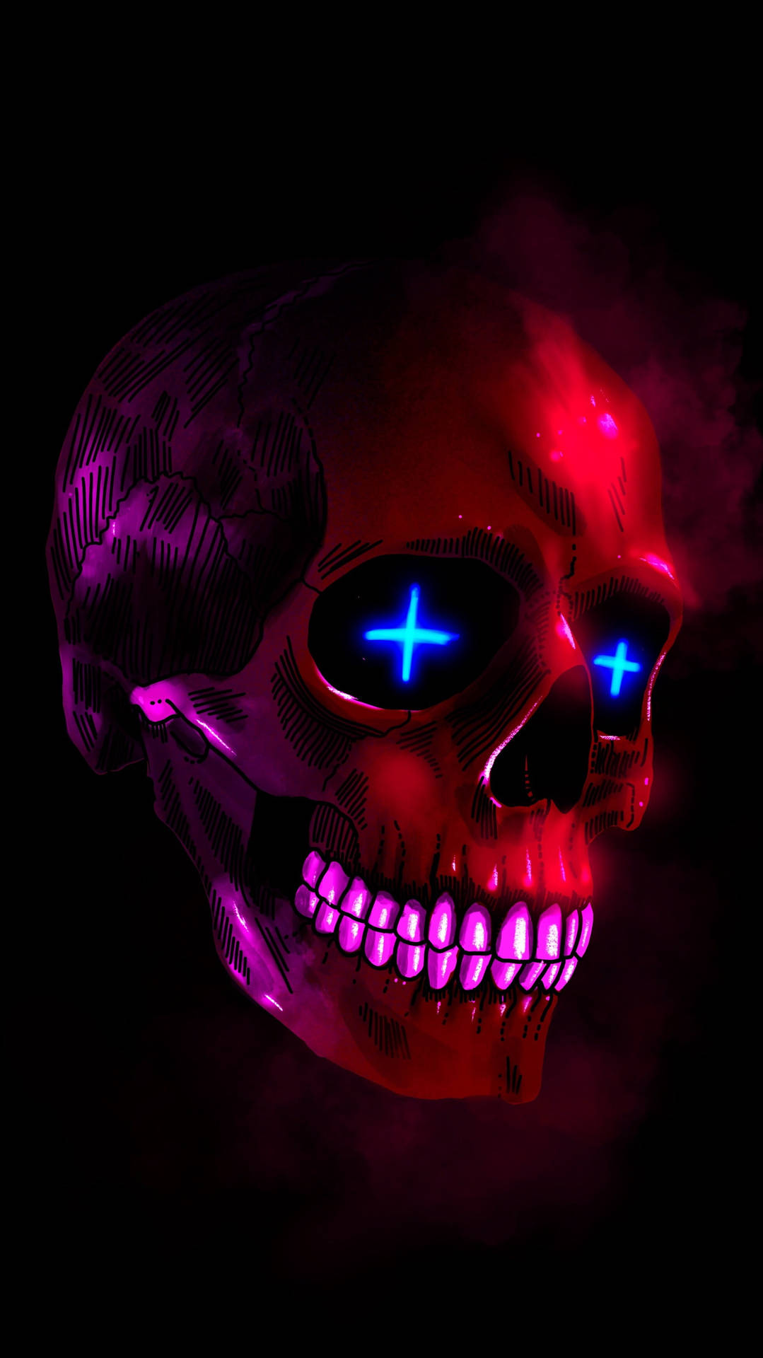Pink And Red Gangster Skull