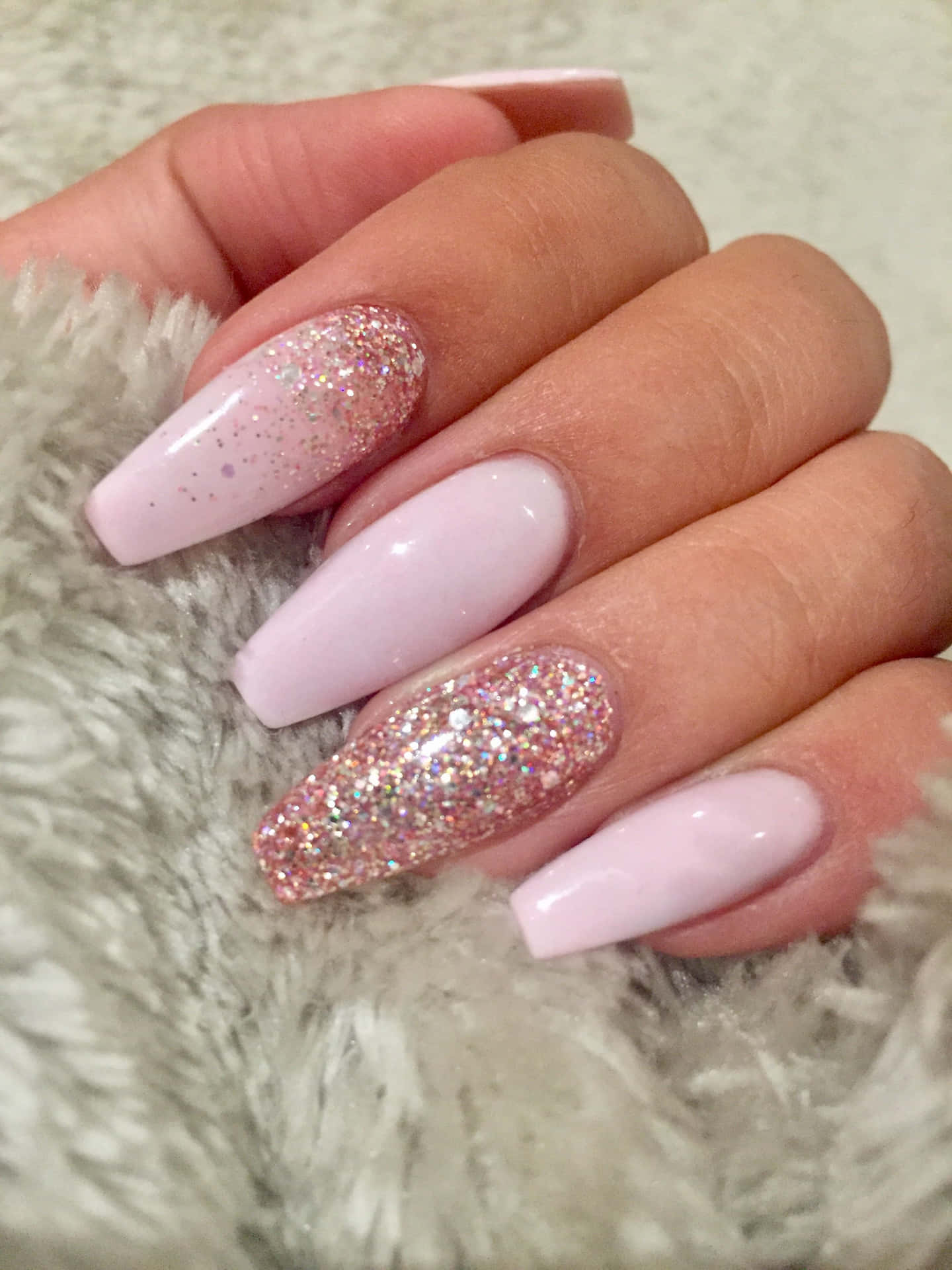 Pink And Silver Glitter Nails Background