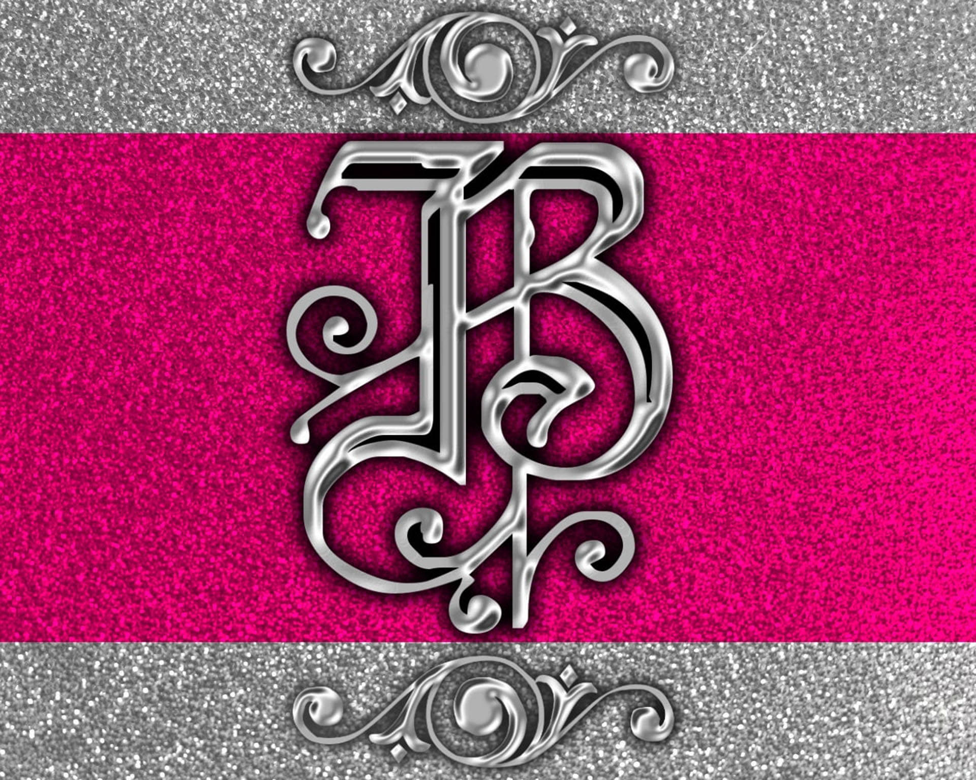 Pink And Silver Letter B Background