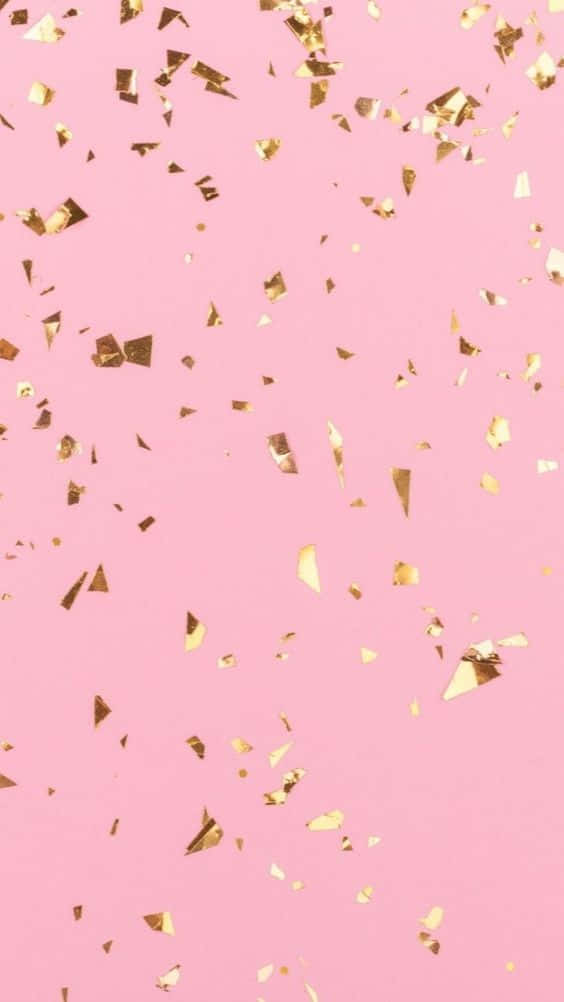 Pink And Teal - Wallpaper Gold Confetti Background