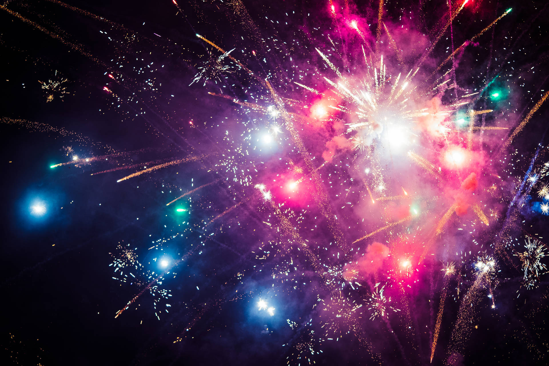 Pink And Violet Fireworks 1080p Hd Desktop