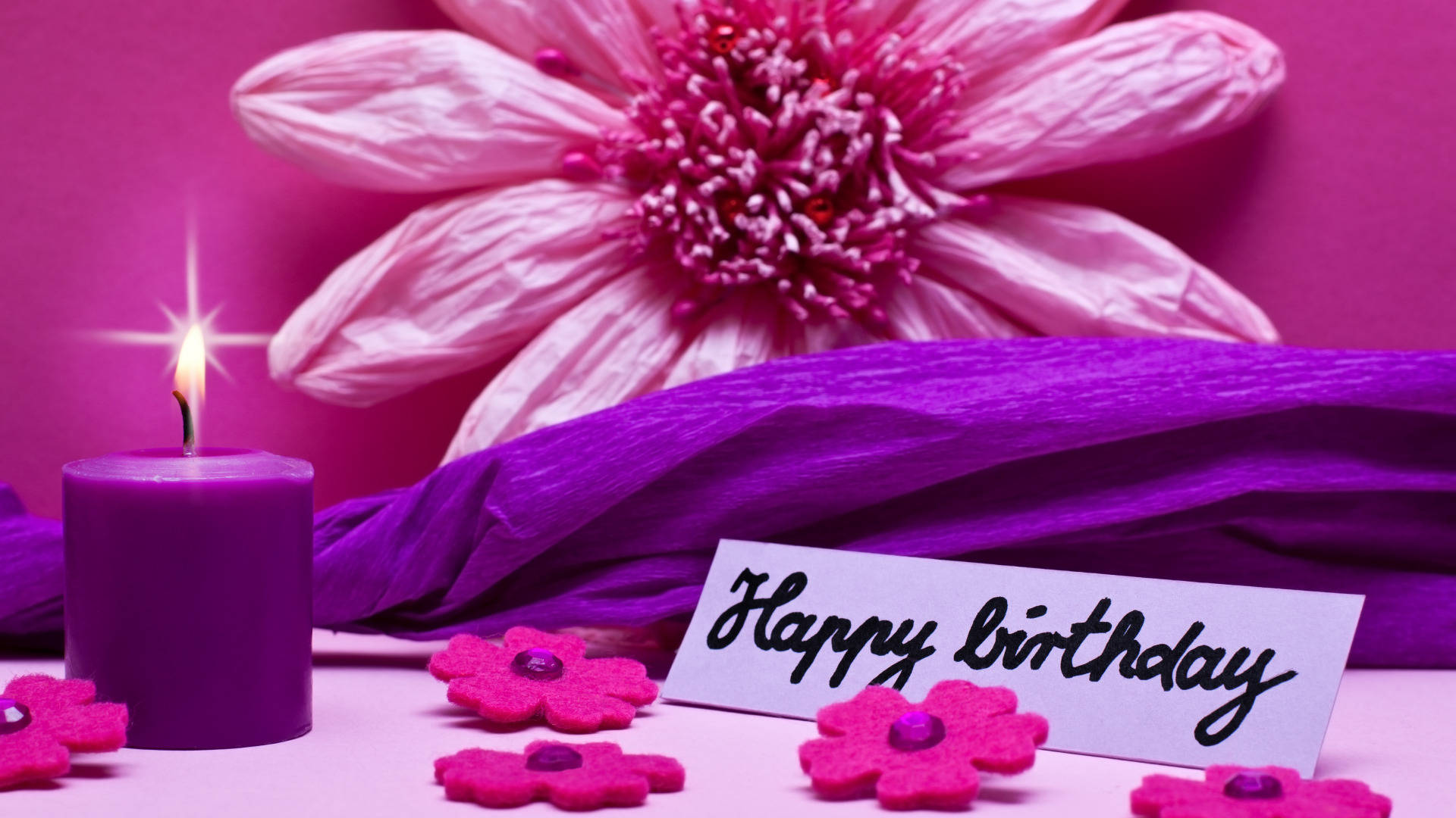 Pink And Violet Happy Birthday Flower Background Background