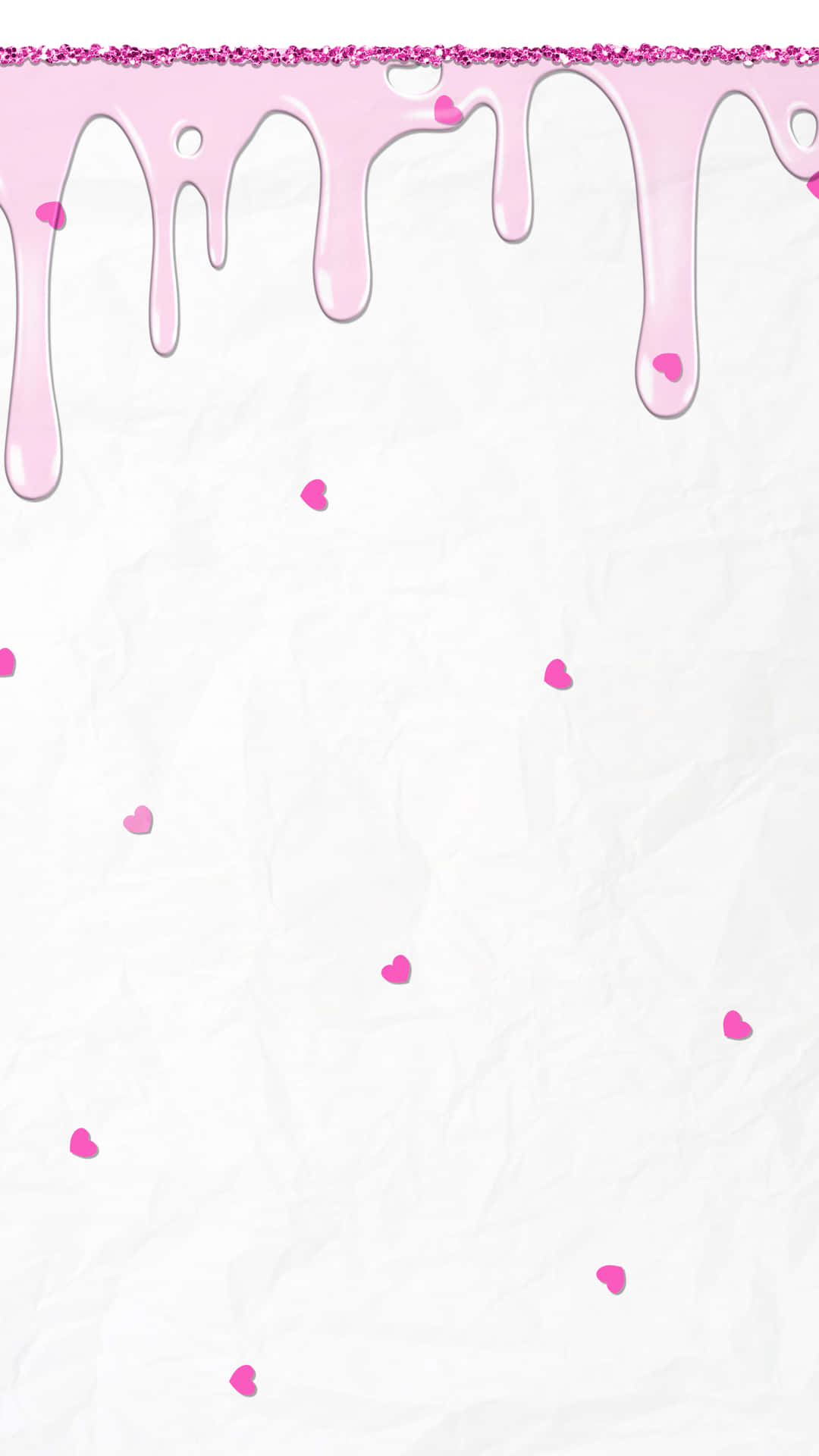 Pink And White Aesthetic Drippy And Hearts Background