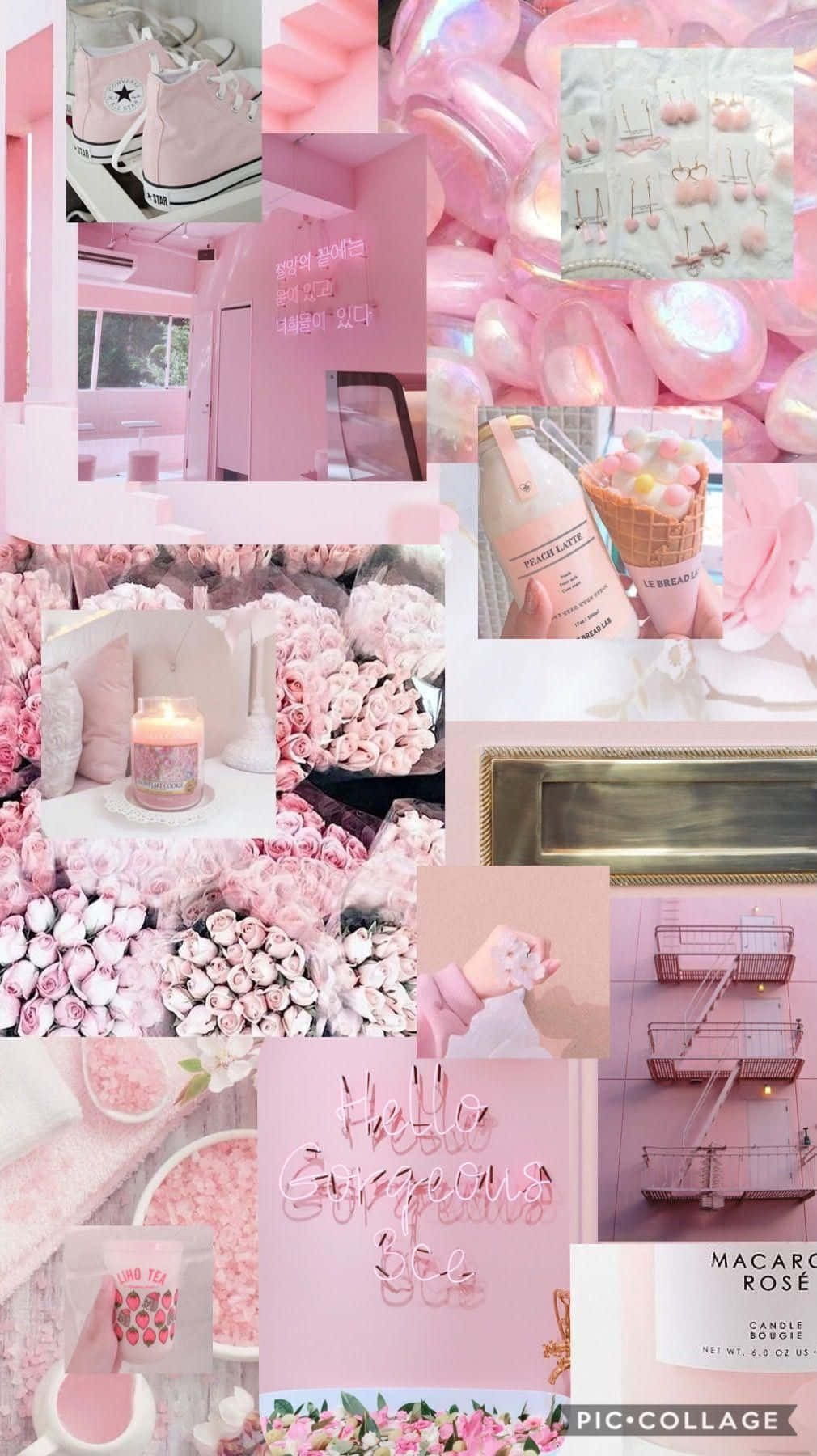 Pink And White Collage With A Lot Of Pink Decorations Background