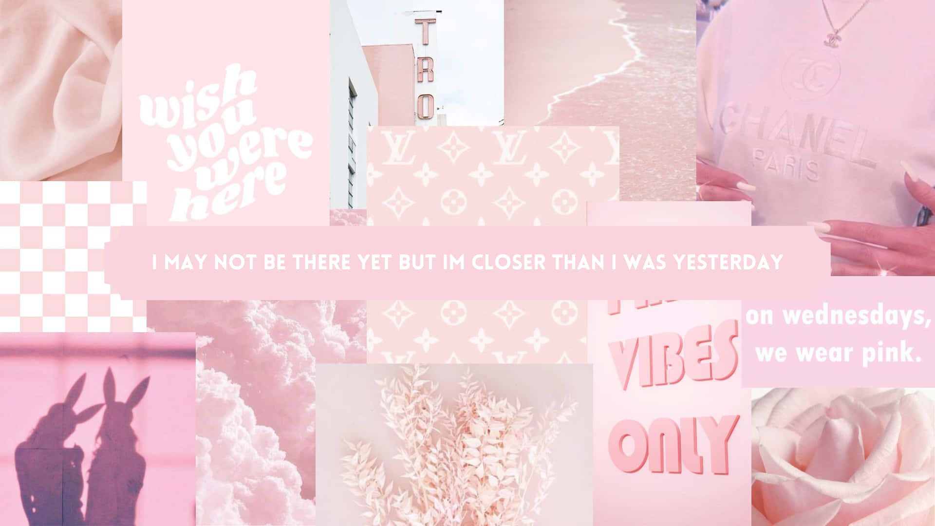 Pink And White Collage With A Pink Background Background