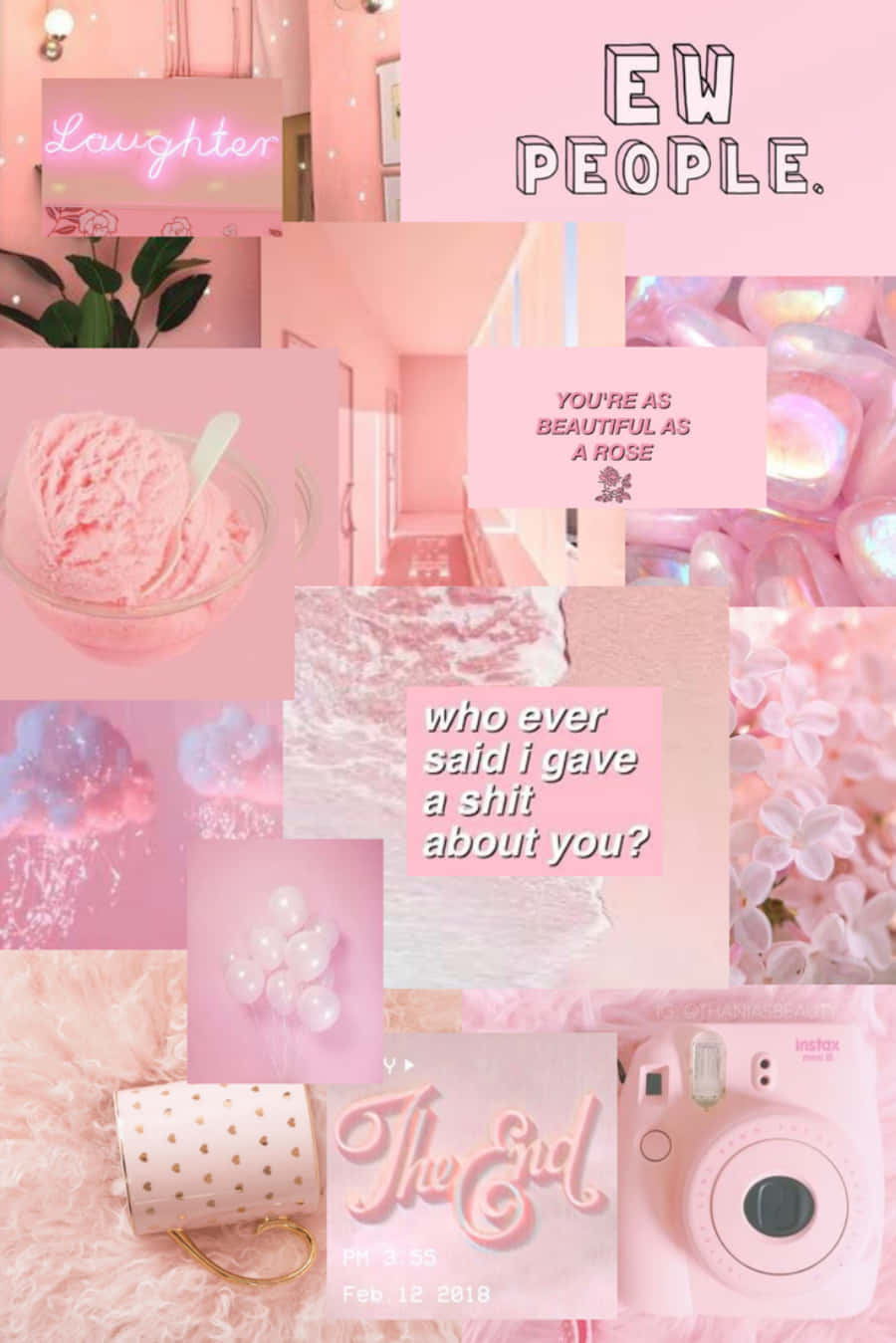 Pink And White Collage With Pink And White
