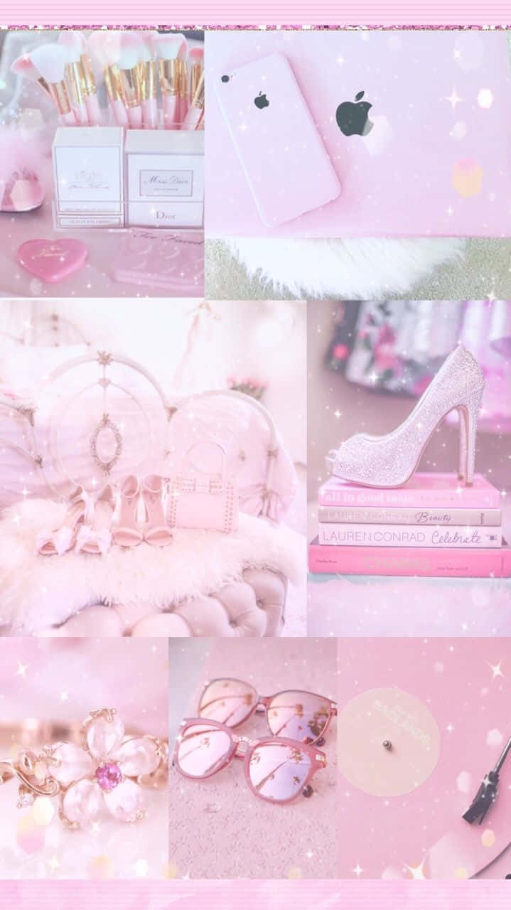 Pink And White Collage With Various Items