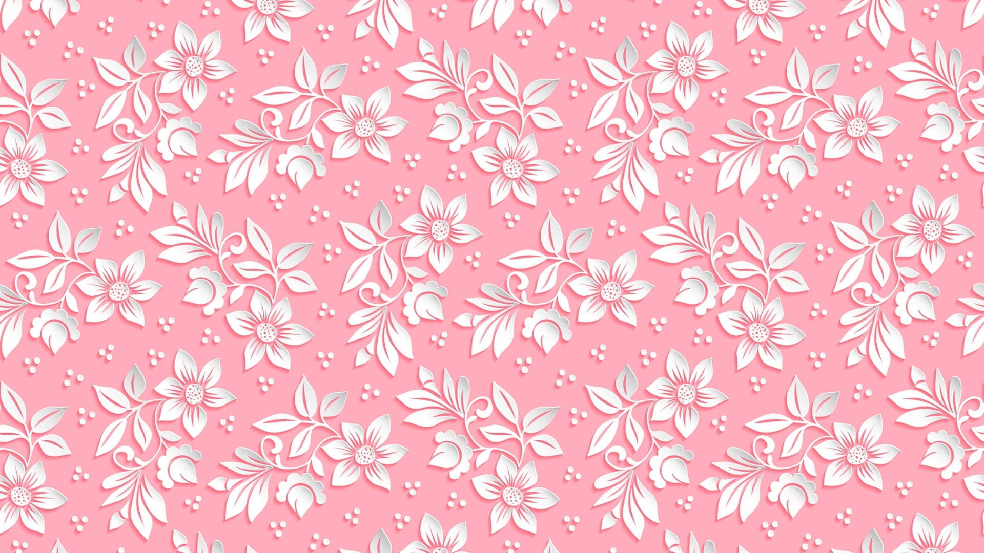 Pink And White Floral Patterns Background