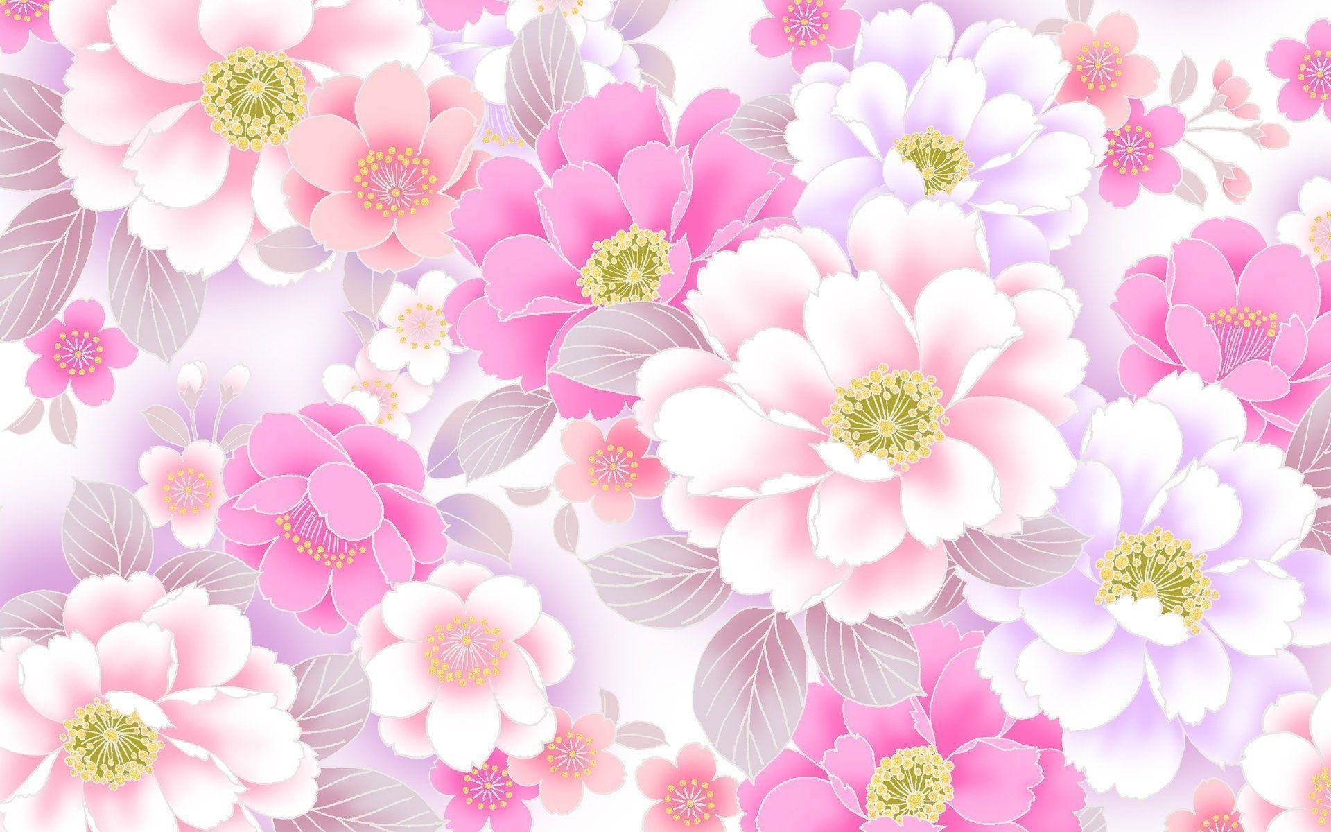 Pink And White Flowers Background