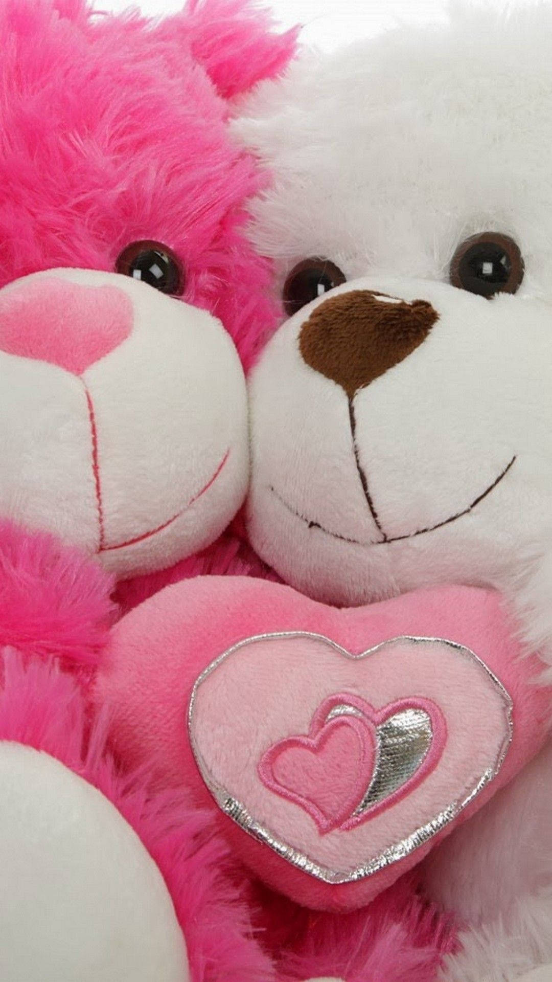 Pink And White Teddy Bears Background