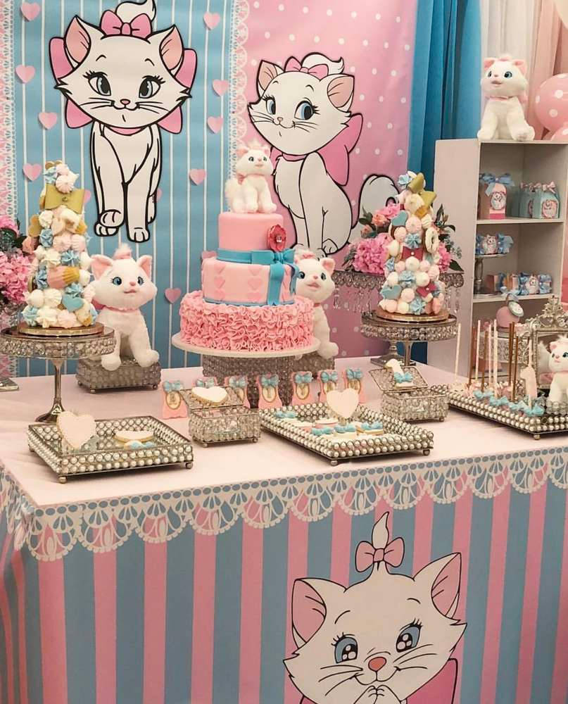 Pink And White Themed Marie Cat Birthday Party