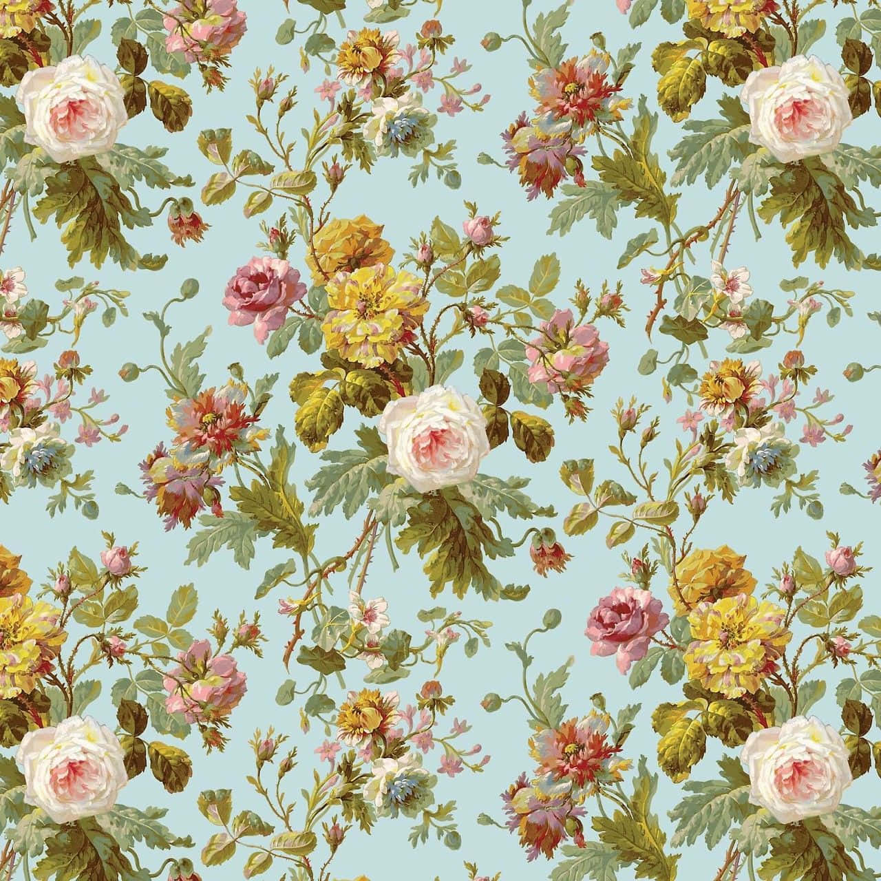 Pink And Yellow Vintage Flower Background