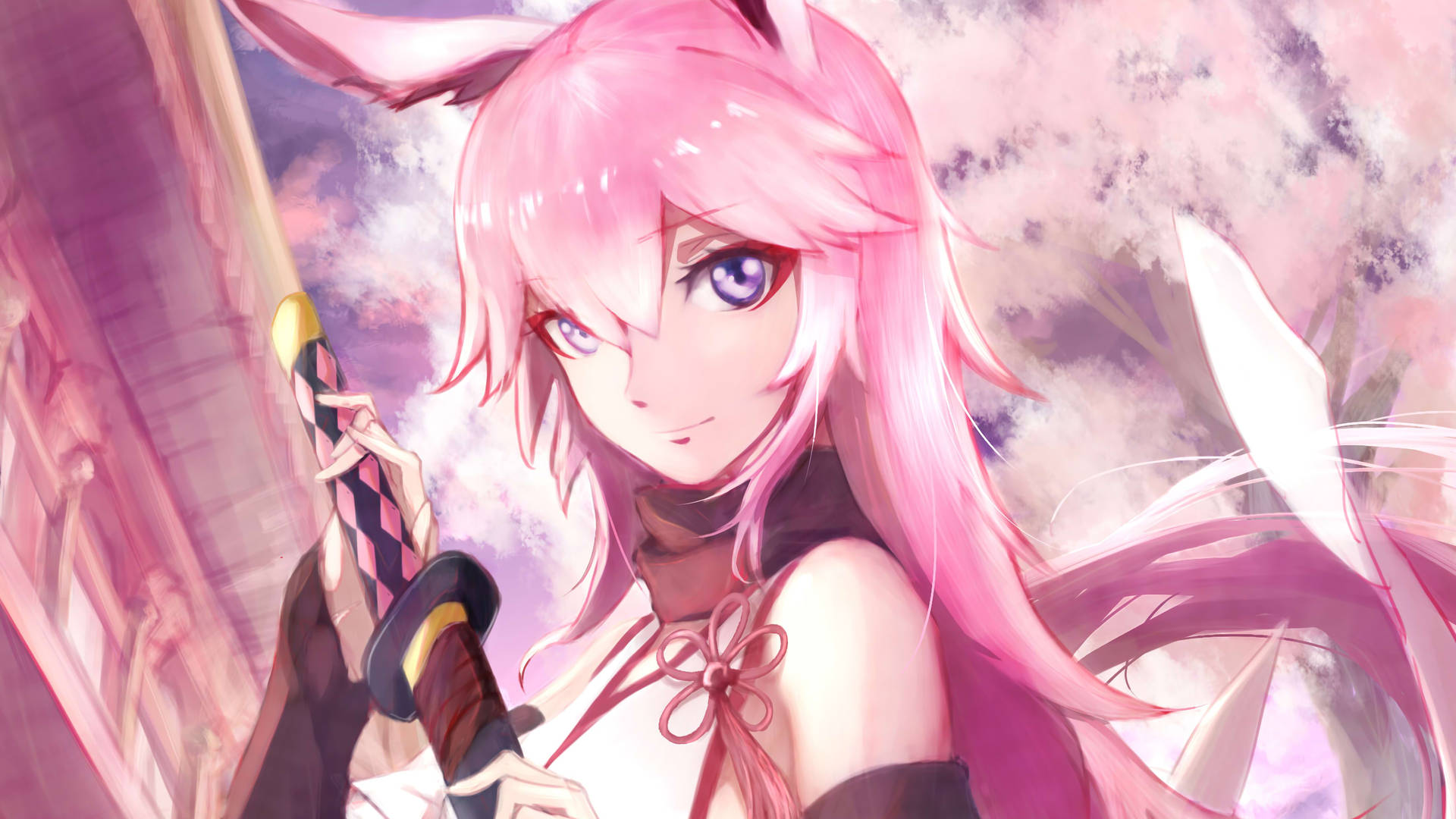 Pink Anime Aesthetic Angrboda Usagi Background