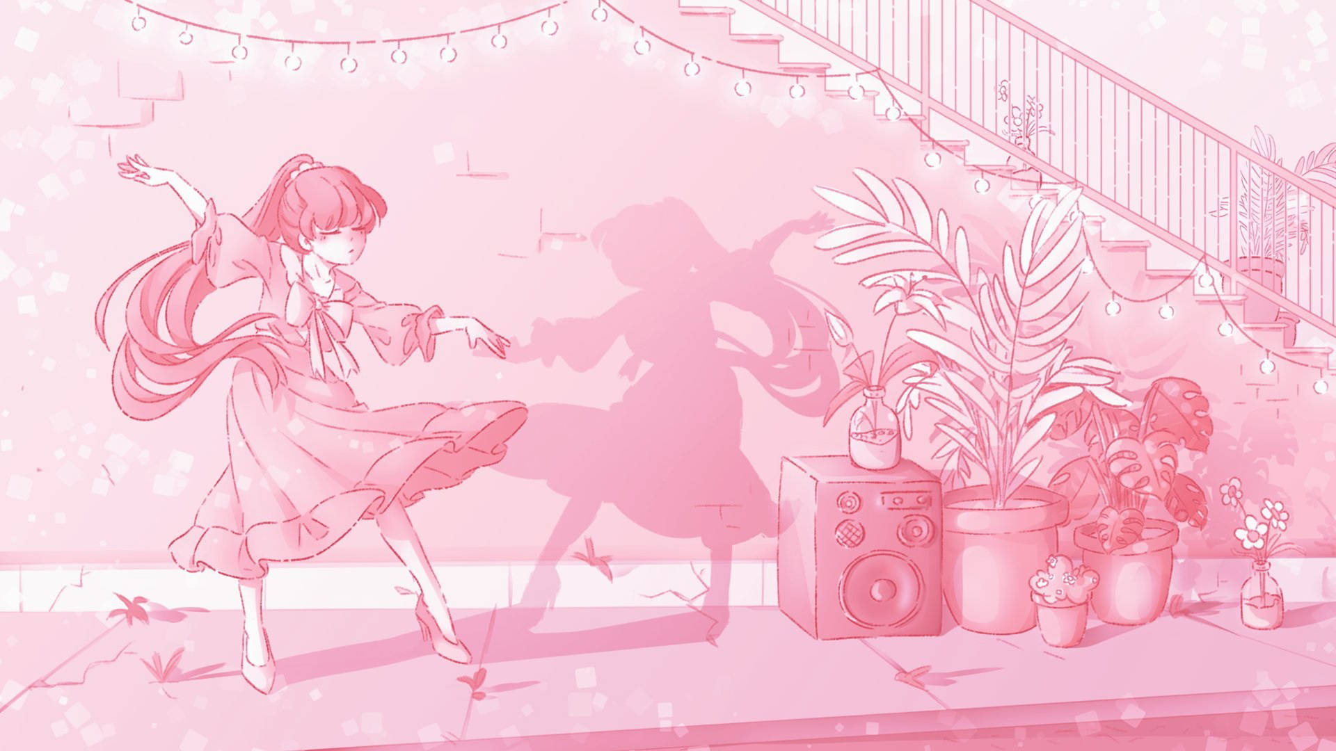 Pink Anime Aesthetic Dancer Background