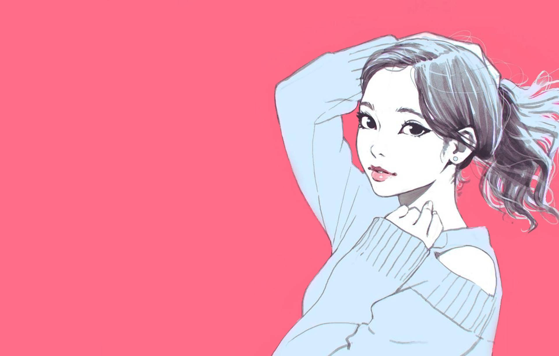 Pink Anime Aesthetic Girl Art Background