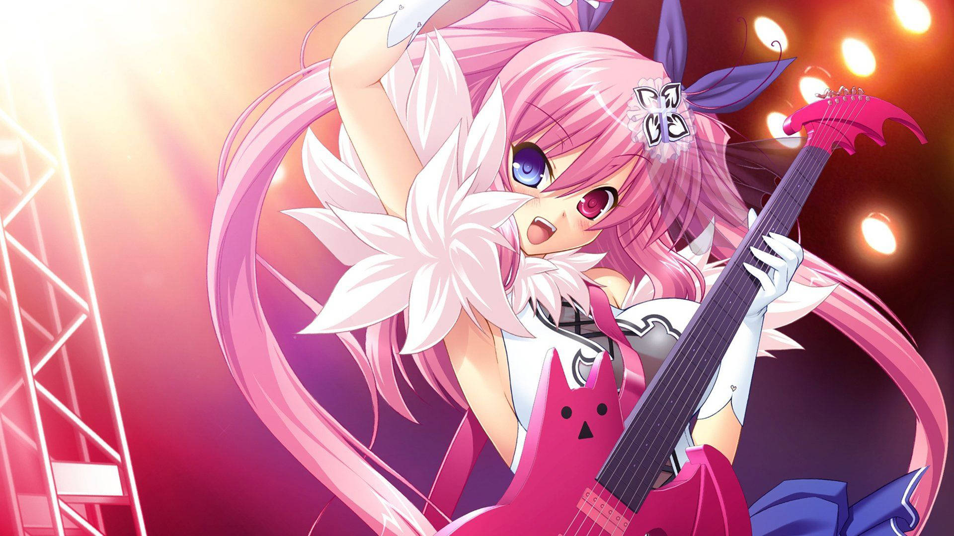 Pink Anime Aesthetic Rockstar Girl Background