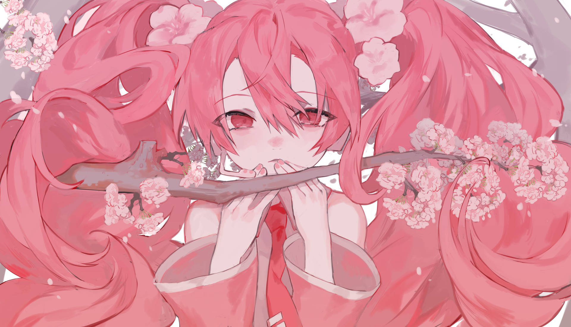 Pink Anime Aesthetic Sakura Miku Background