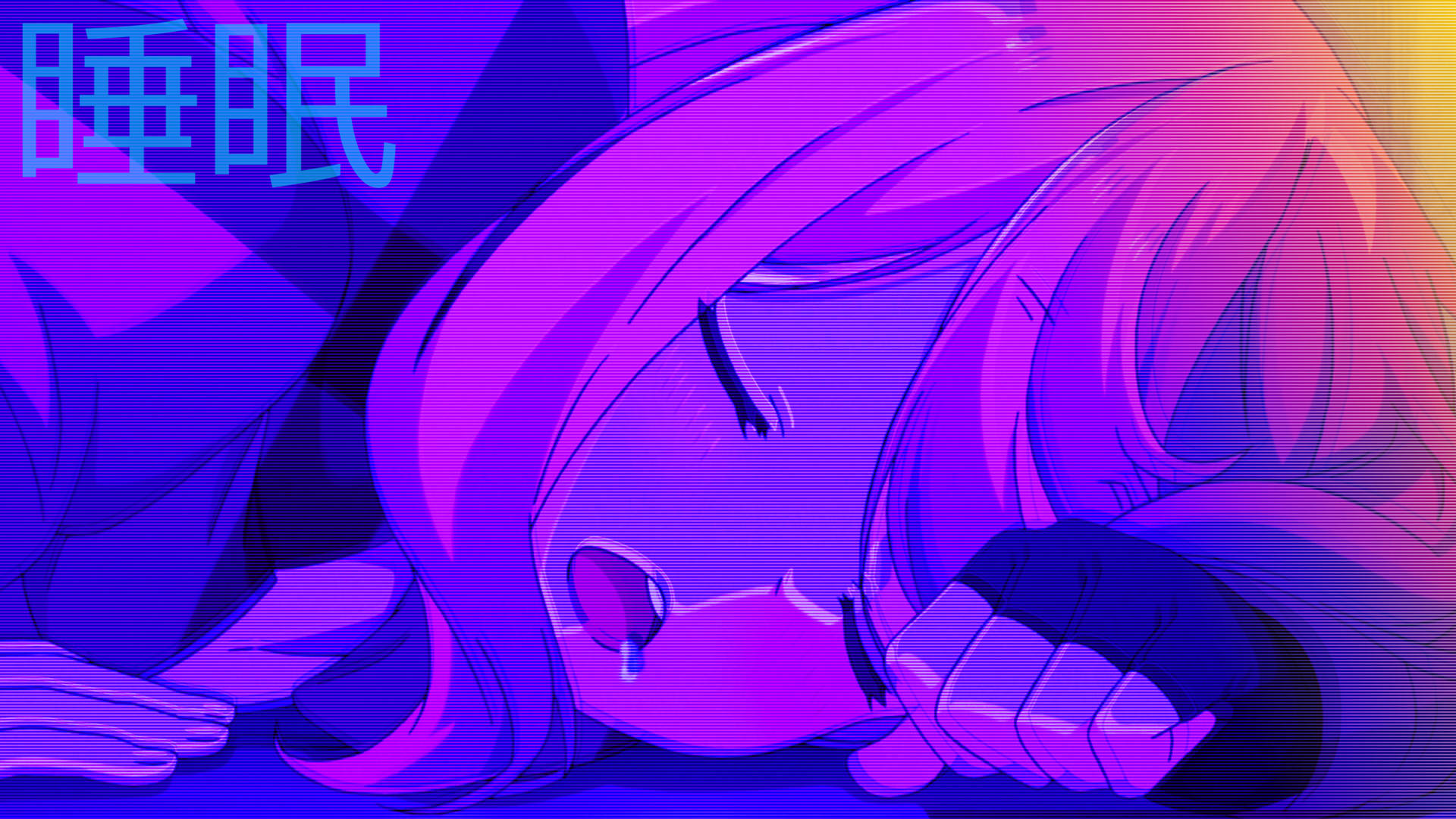 Pink Anime Aesthetic Sleeping Girl Background