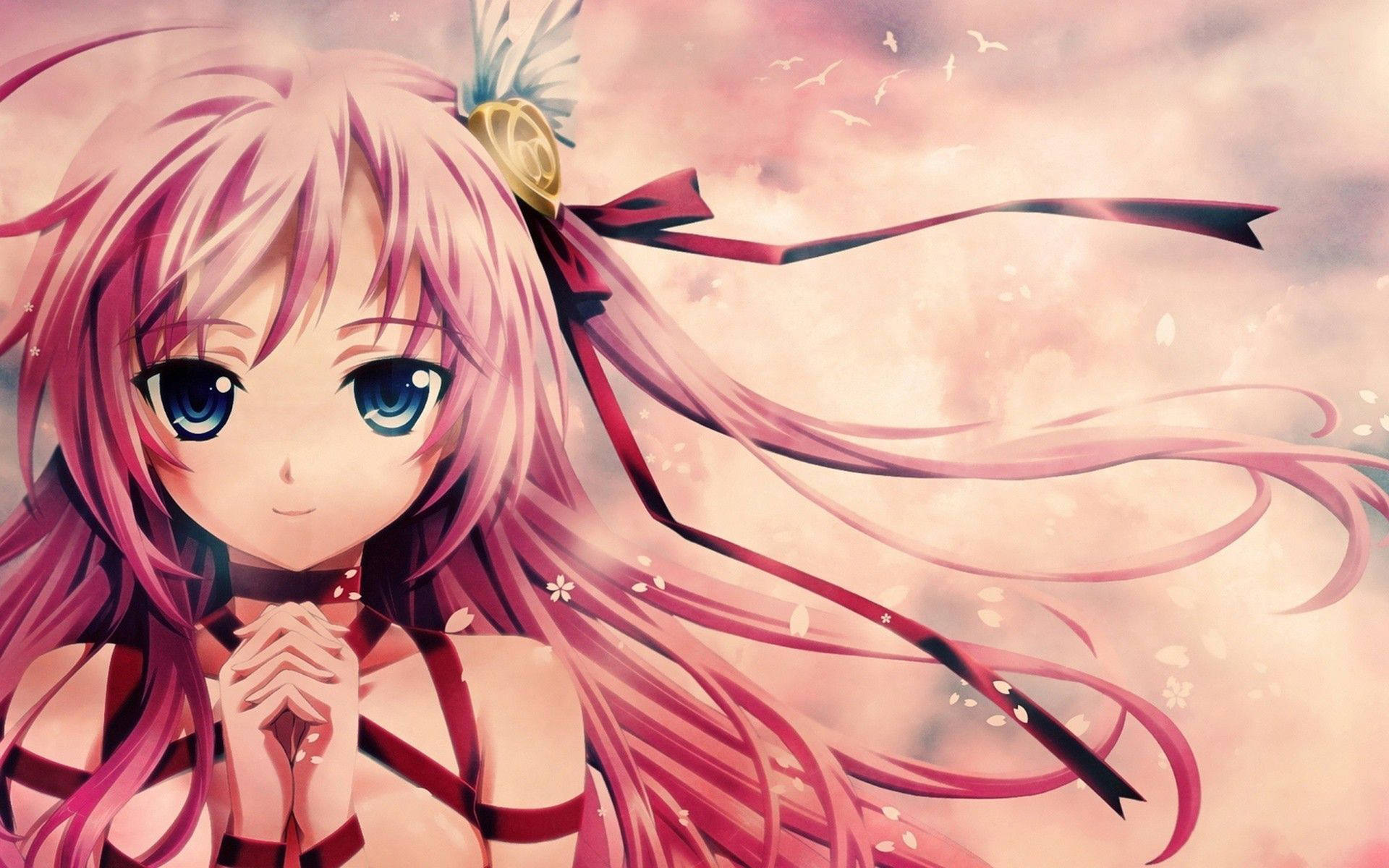 Pink Anime Aesthetic Yumina Background