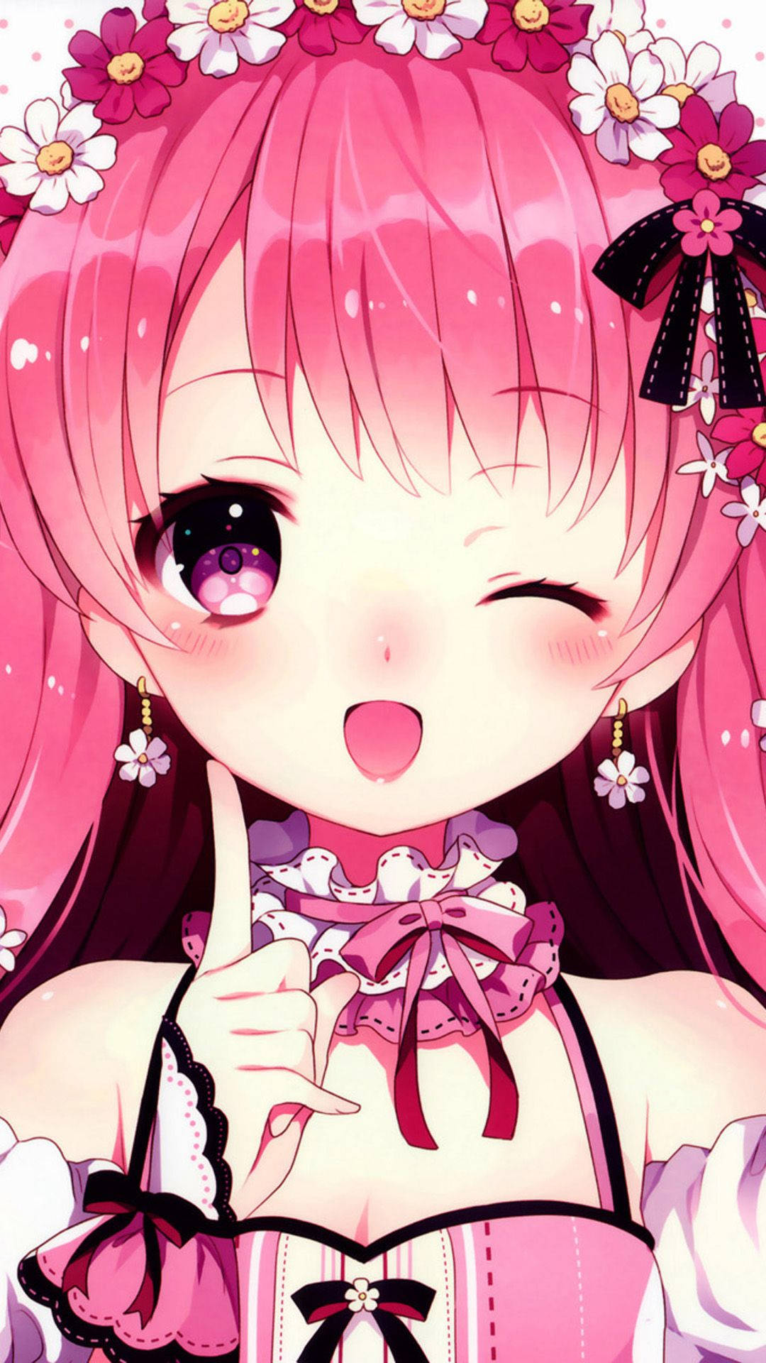 Pink Anime Pretty Girl Cartoon Background