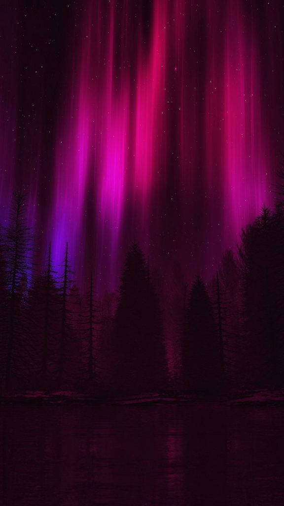 Pink Aurora Night Sky Art Iphone Background