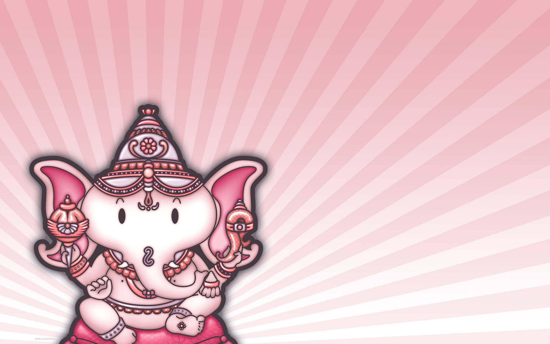 Pink Baby Ganesh Art Background