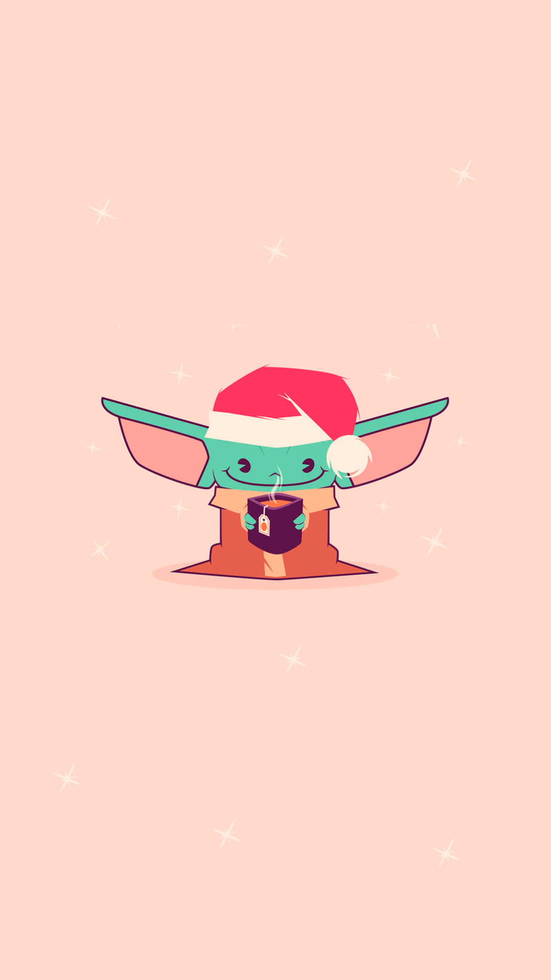 Pink Baby Yoda Christmas Phone Background