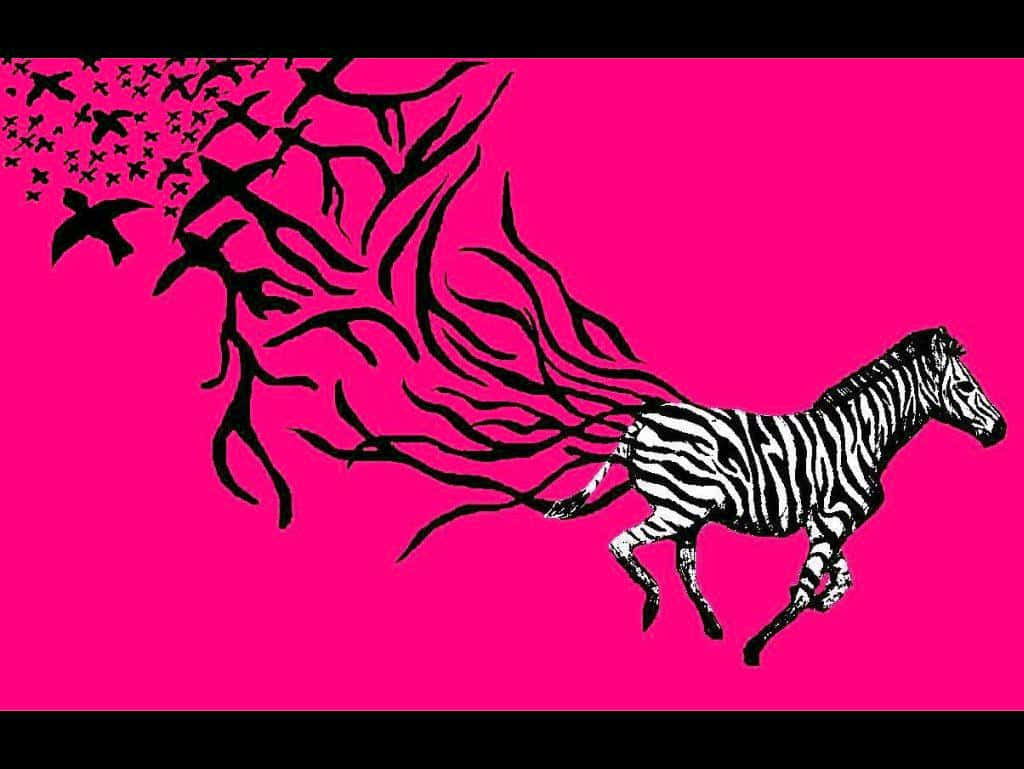 Pink Background Running Zebra