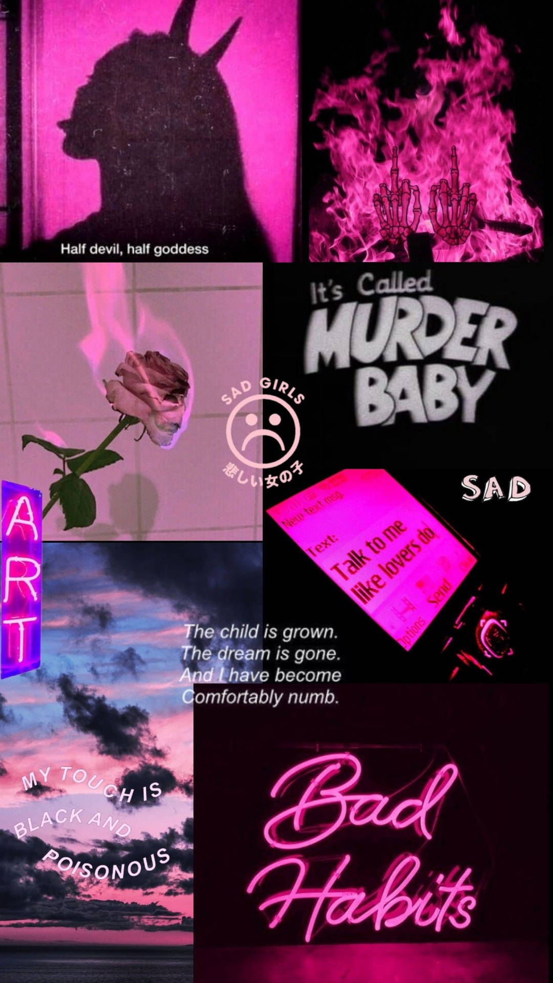 Pink Baddie Bad Habits Collage