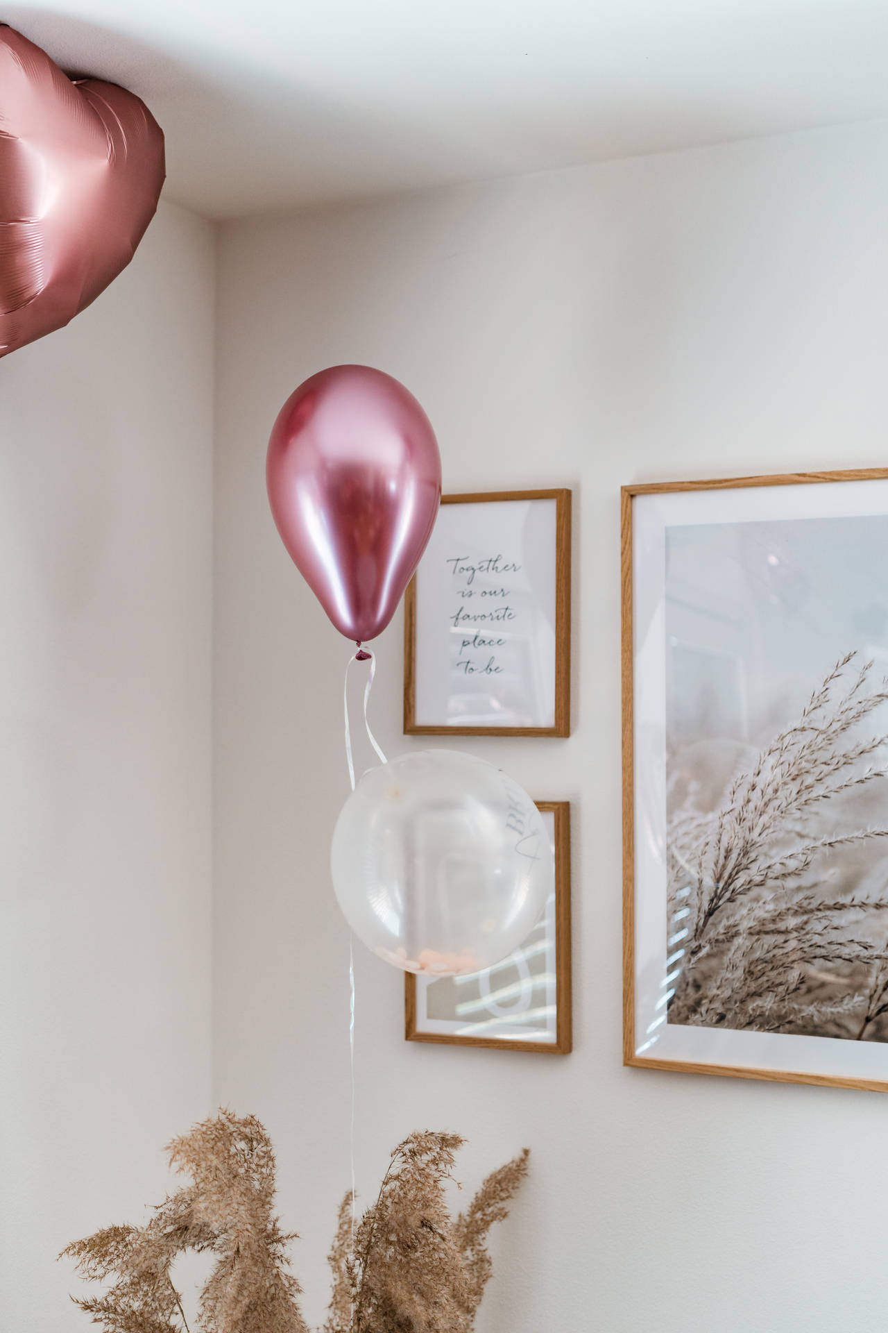 Pink Balloons And Frames At Bachelorette Party Background