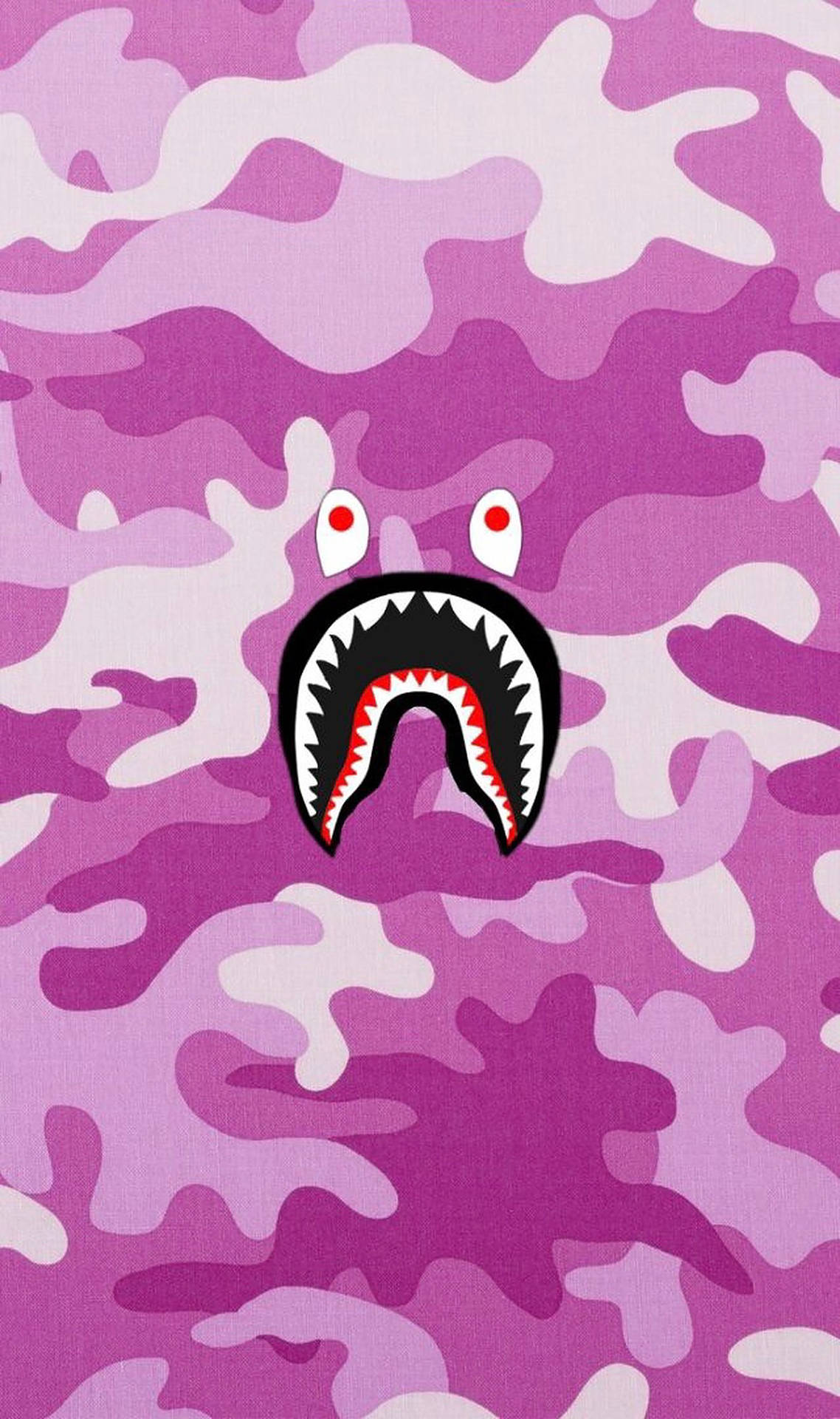 Pink Bape Shark Logo Background