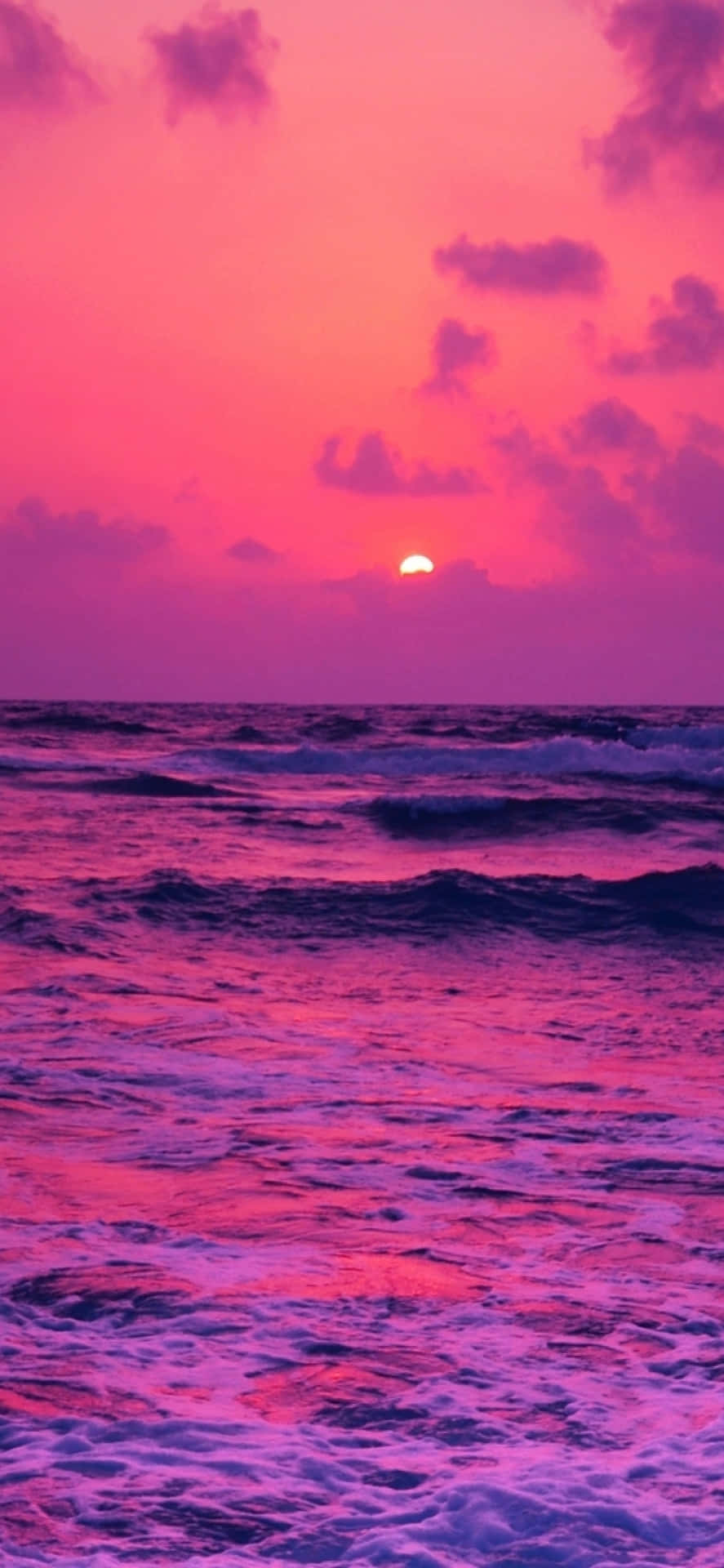 Pink Beach Sunset Clouds On The Horizon Background