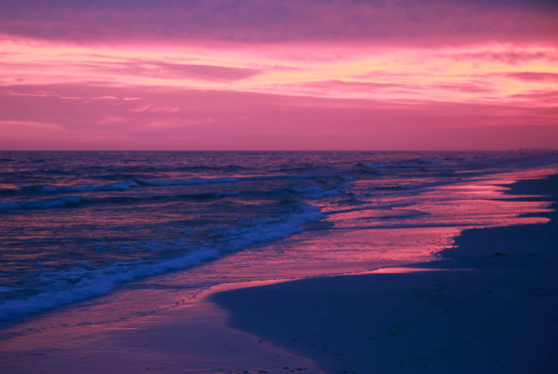 Pink Beach Sunset With An Empty Beach Background