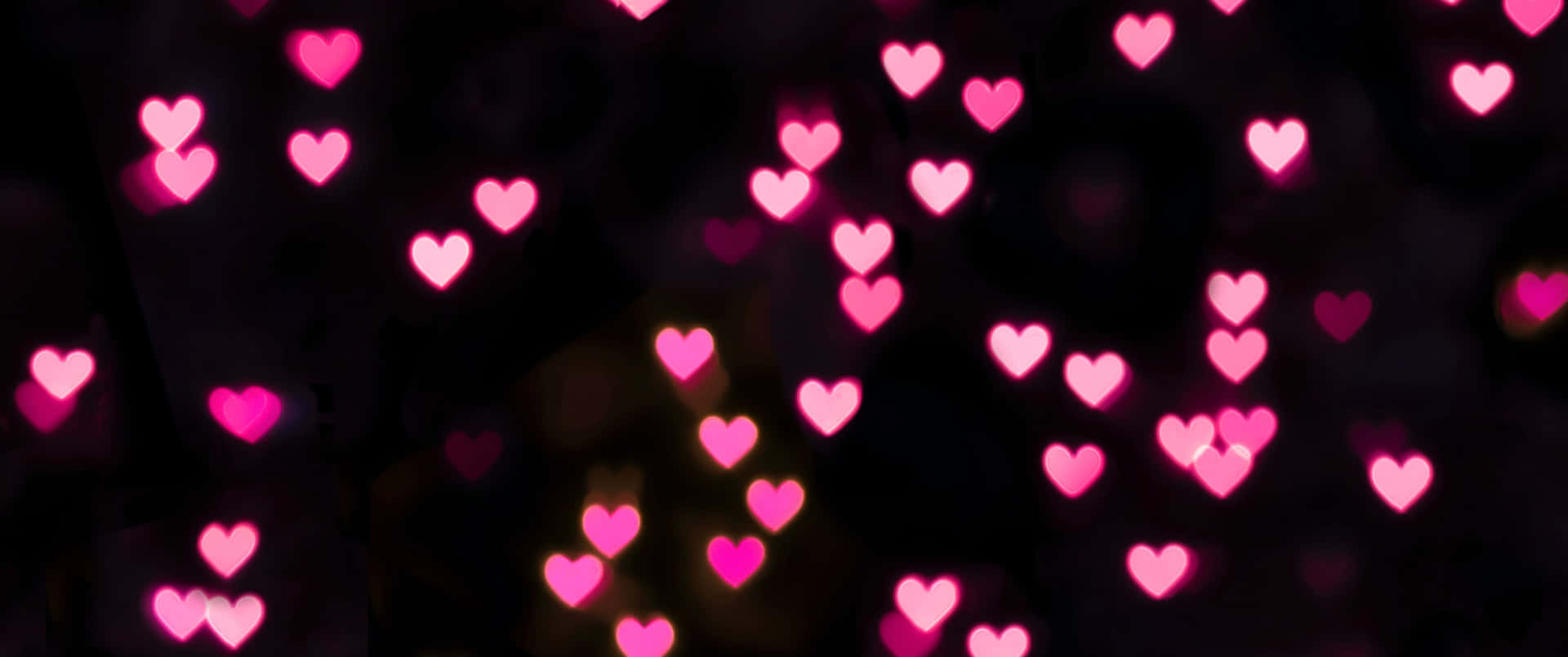 Pink Black Hearts Scattered Background