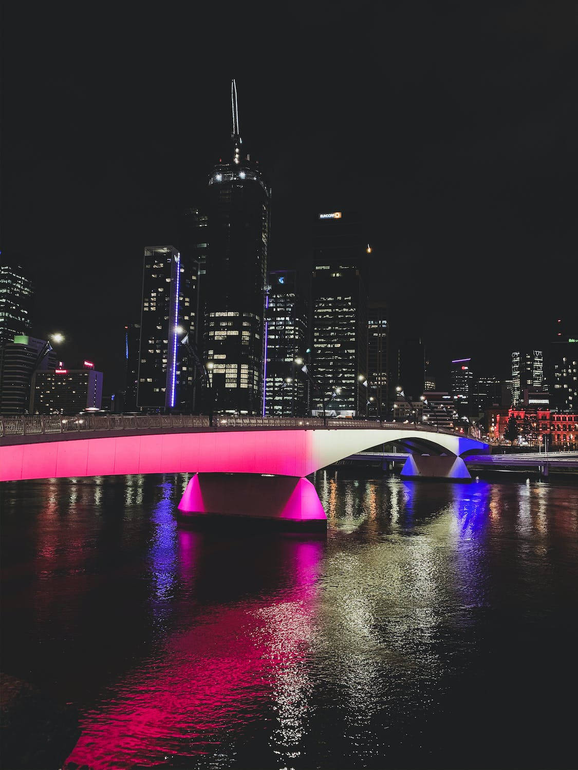 Pink Bridge Night City Background