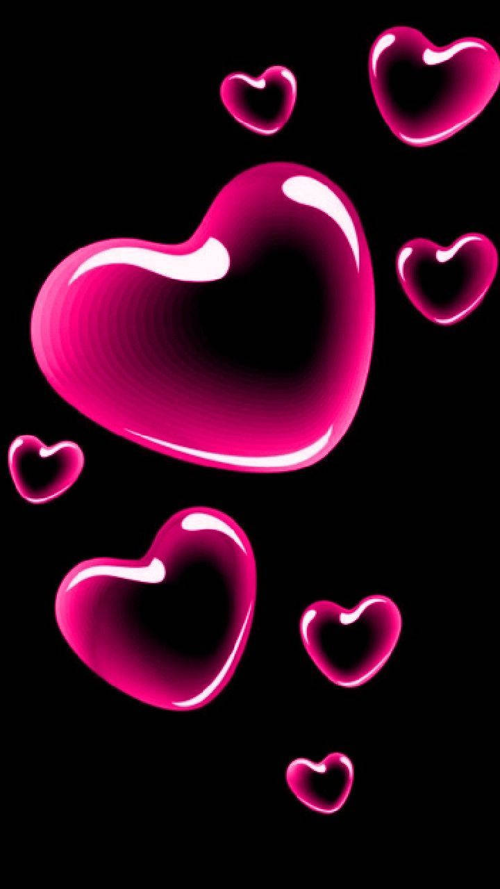 Pink Bubble Heart Love Phone Background