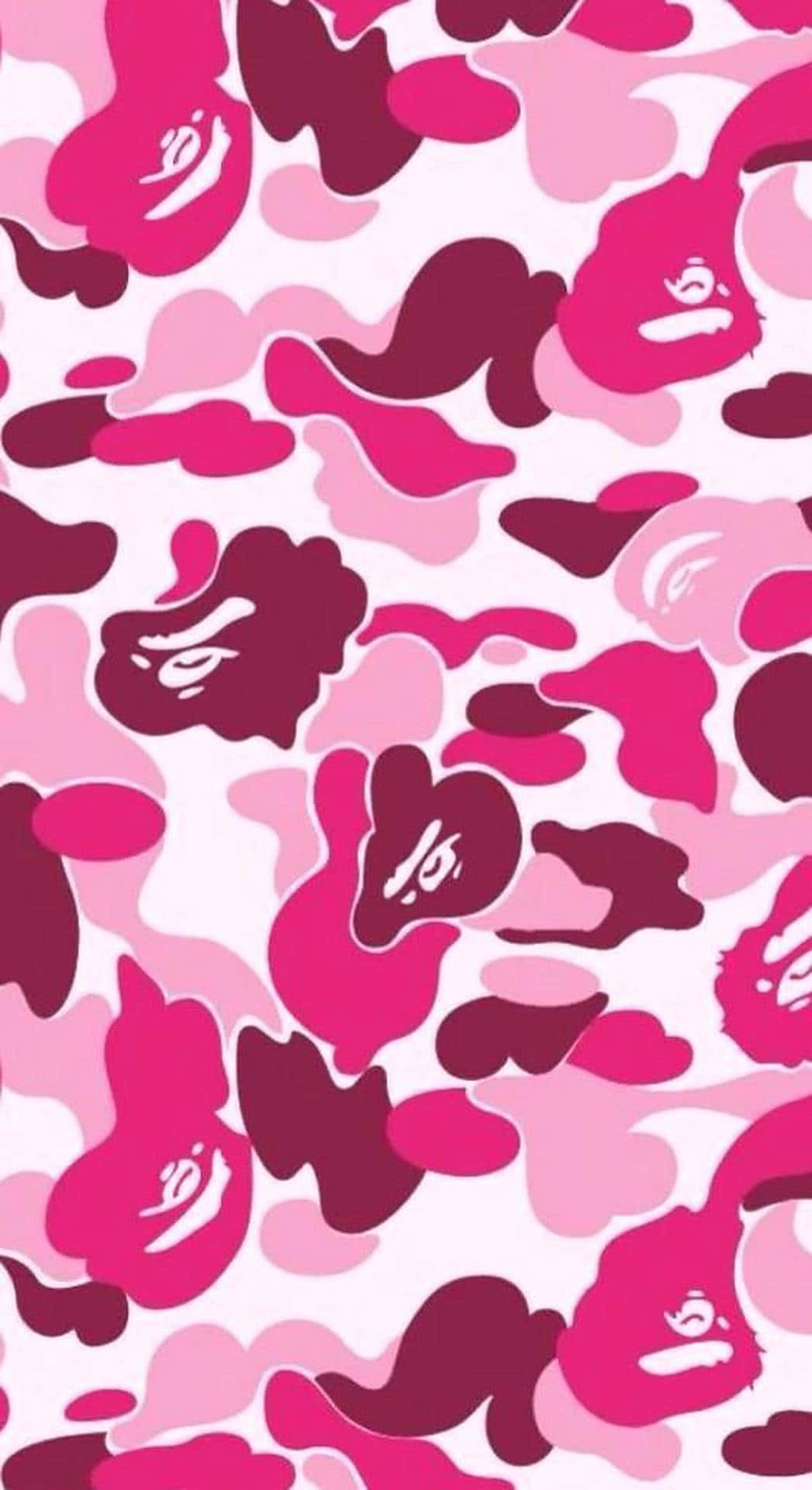 Pink Camo Pattern With Designs Background