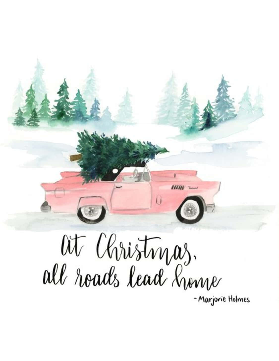 Pink Car Christmas Quote Background