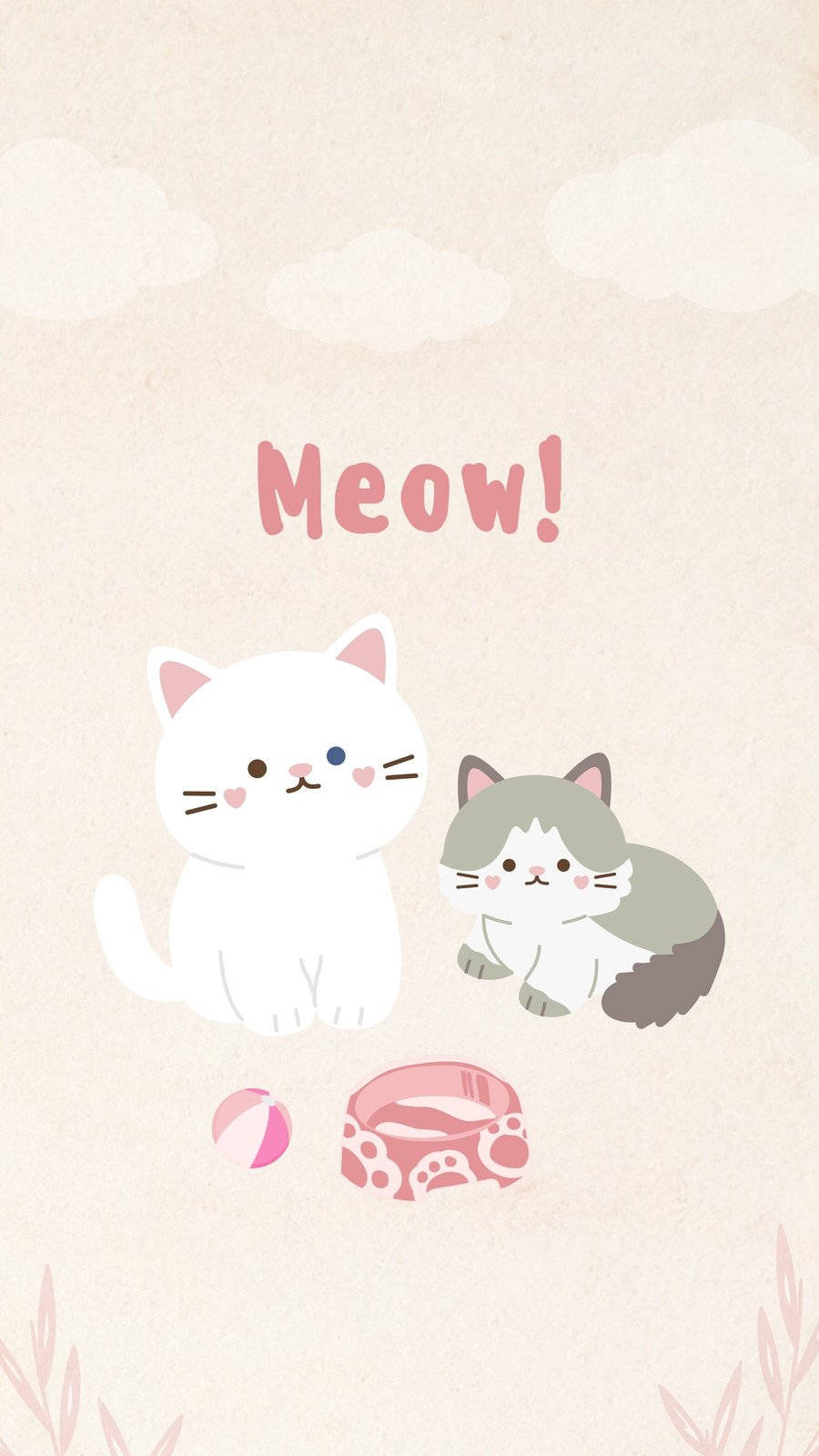 Pink Cat Meow Background