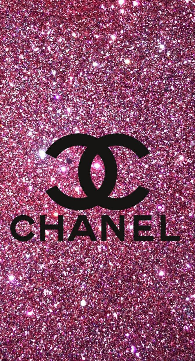 Pink Chanel Logo With Crystals Background