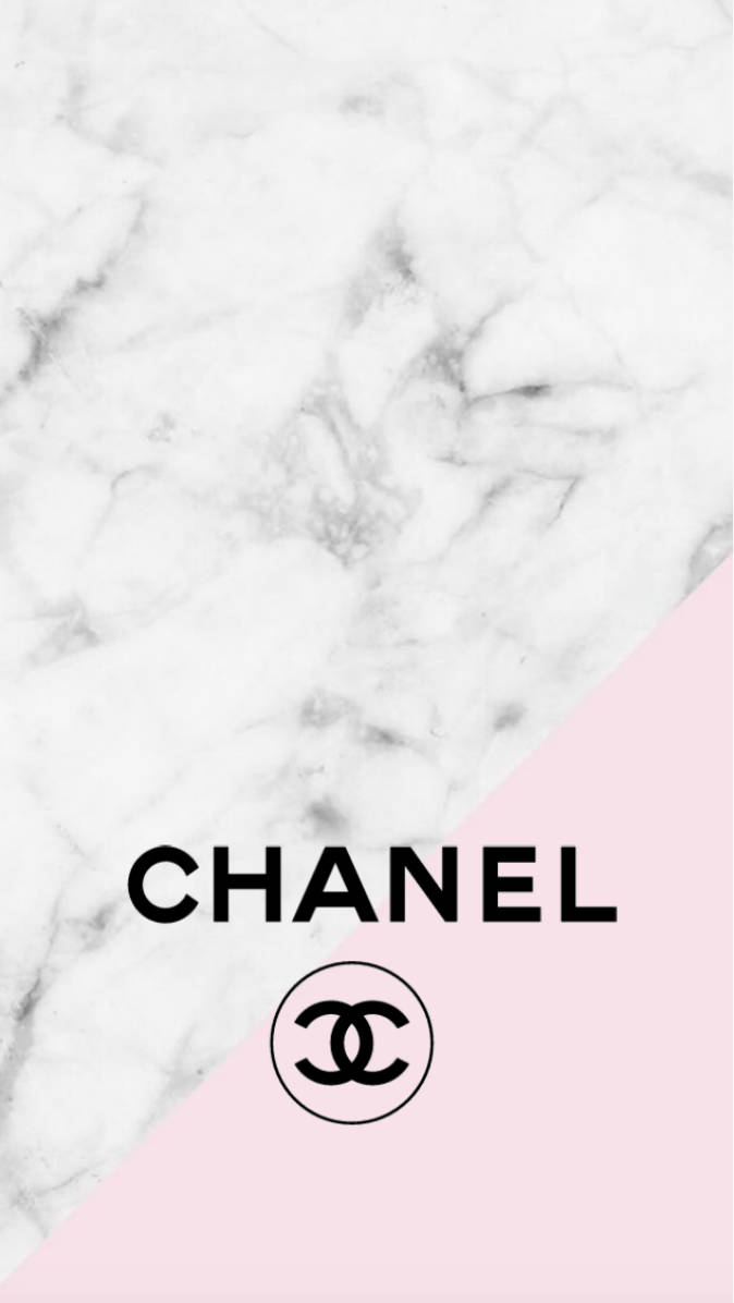 Pink Chanel Logo With Grunge White Tile Background